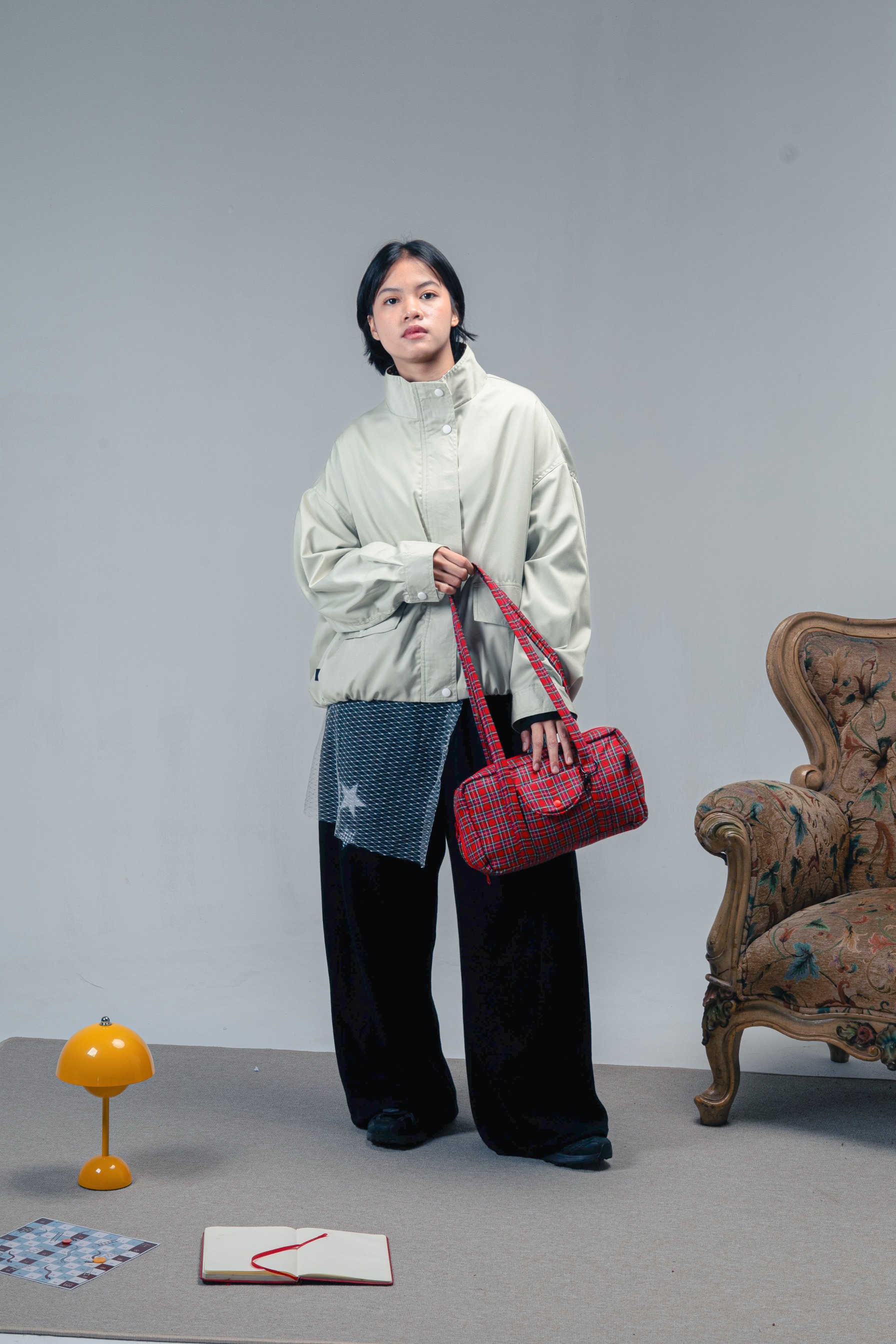 IMOKEY Haru Tartan Bag | Tartan Bowler Bag | Tas Pattern | Tas Wanita | Tas Lucu