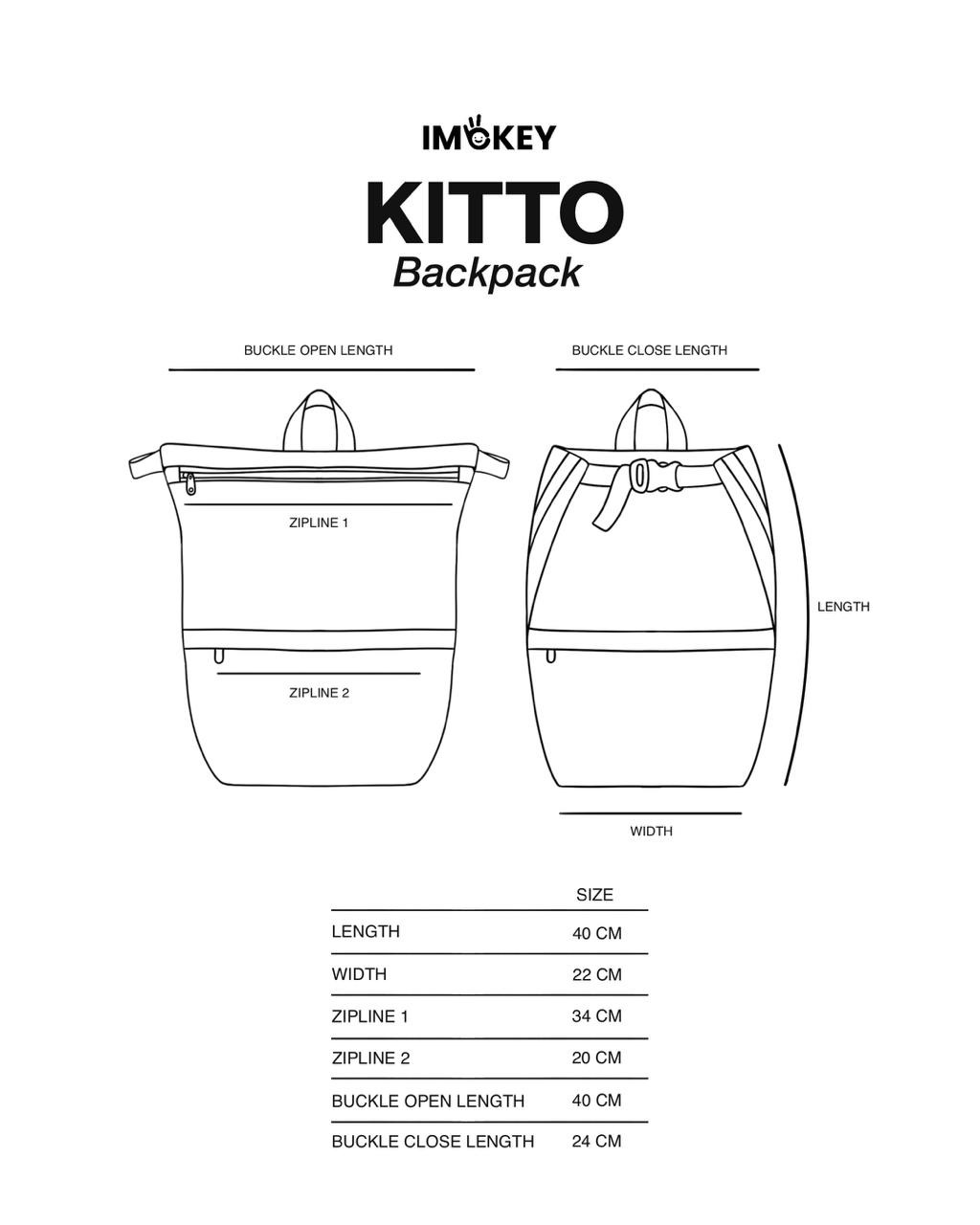 IMOKEY Kitto Backpack - Tas Wanita - Tas Pria - Tas Parasut - Backpack Pria - Backpack Wanita