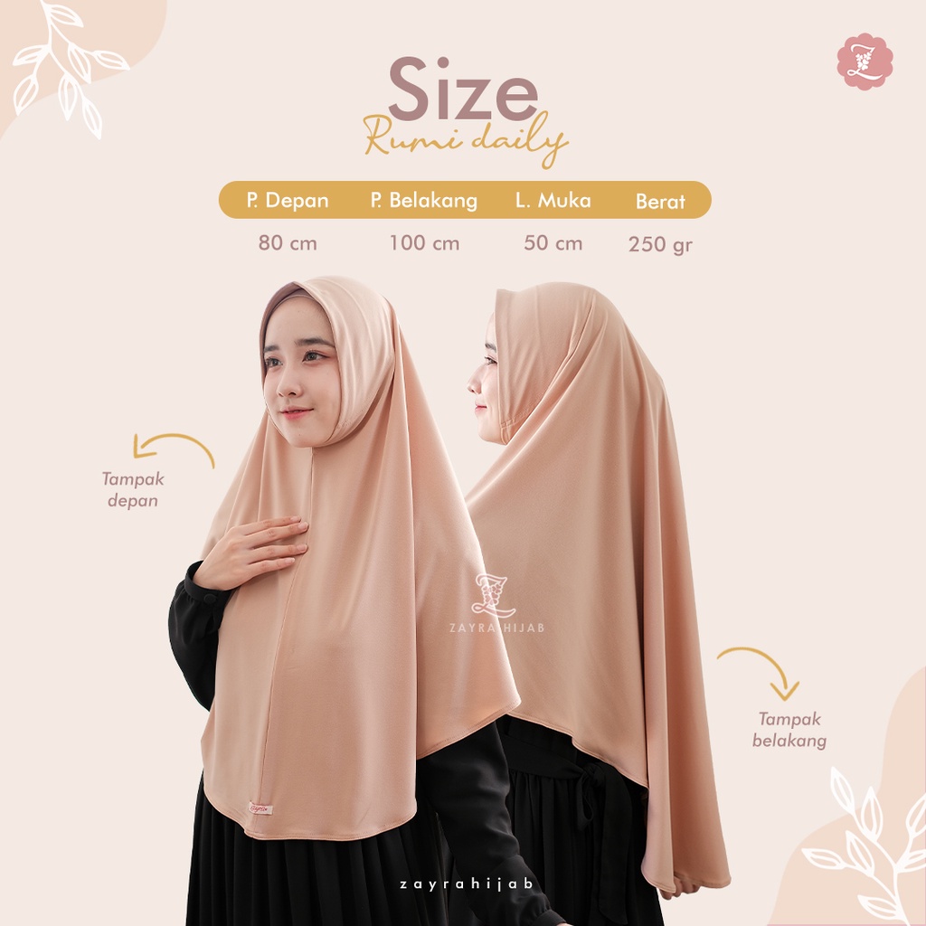 ZAYRA HIJAB | RUMI STANDAR | Khimar Bergo Instan Daily Syari Jersey Premium