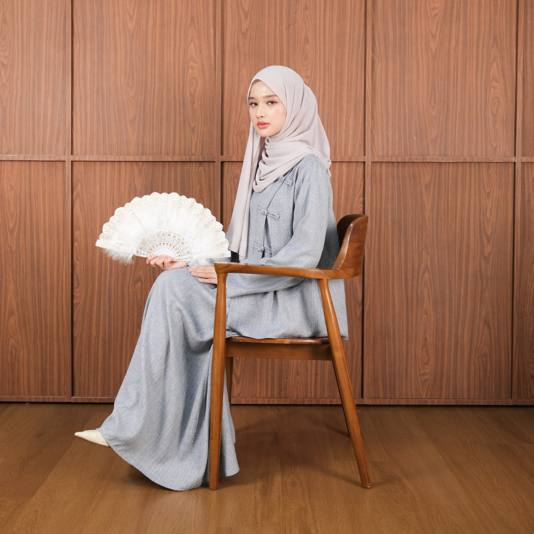 Zayra Hijab | Yia Linen Cheongsam - Dress Korean Look Setelan Casual Style Linen Premium