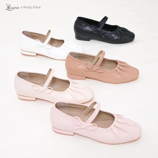 Image of Zayra Hijab x Windy Erlisa | Blysee - Sepatu Lokal Flatshoes Wanita Casual Ballerina Tali Pita Soft