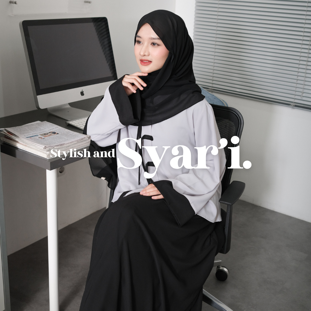 Zayra Hijab | Mei Cheongsam - Dress Korean Style Hijab Feminine Look Anti-Uv One Set Wanita Kekinian Casual Premium