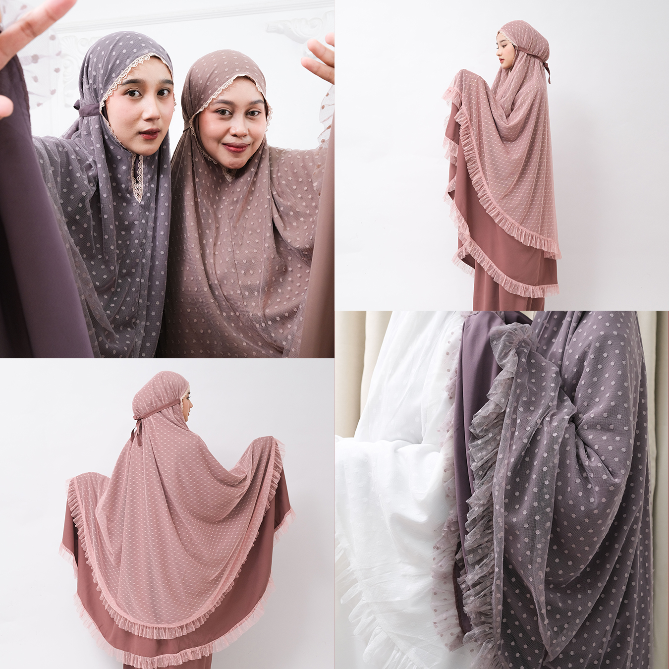 Zayra Hijab | Marzia - Mukena Tulle Dot Dewasa Jumbo Prayer Set Alat Solat Terbaru