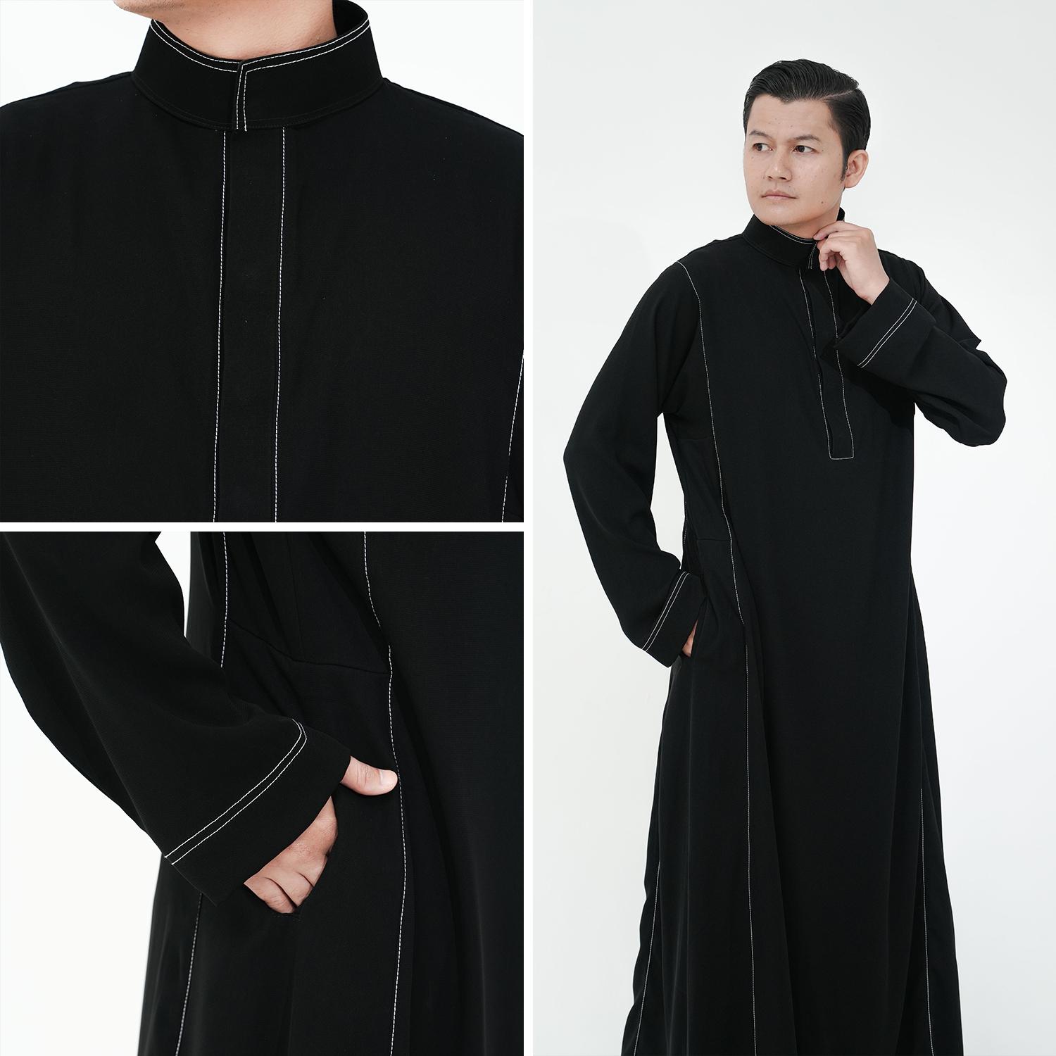 Zayra Hijab Raudhah Set Couple Umroh Abaya Gamis Wanita Jubah Hitam Pria Thobe Premium Terbaru Muslim Pasangan Syari