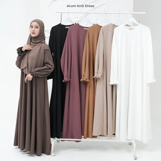 Image of Zayra Hijab | Arum | Gamis Daily Syari Muslimah Knit Basic Wanita Kancing Tangan Busui Terbaru 2025