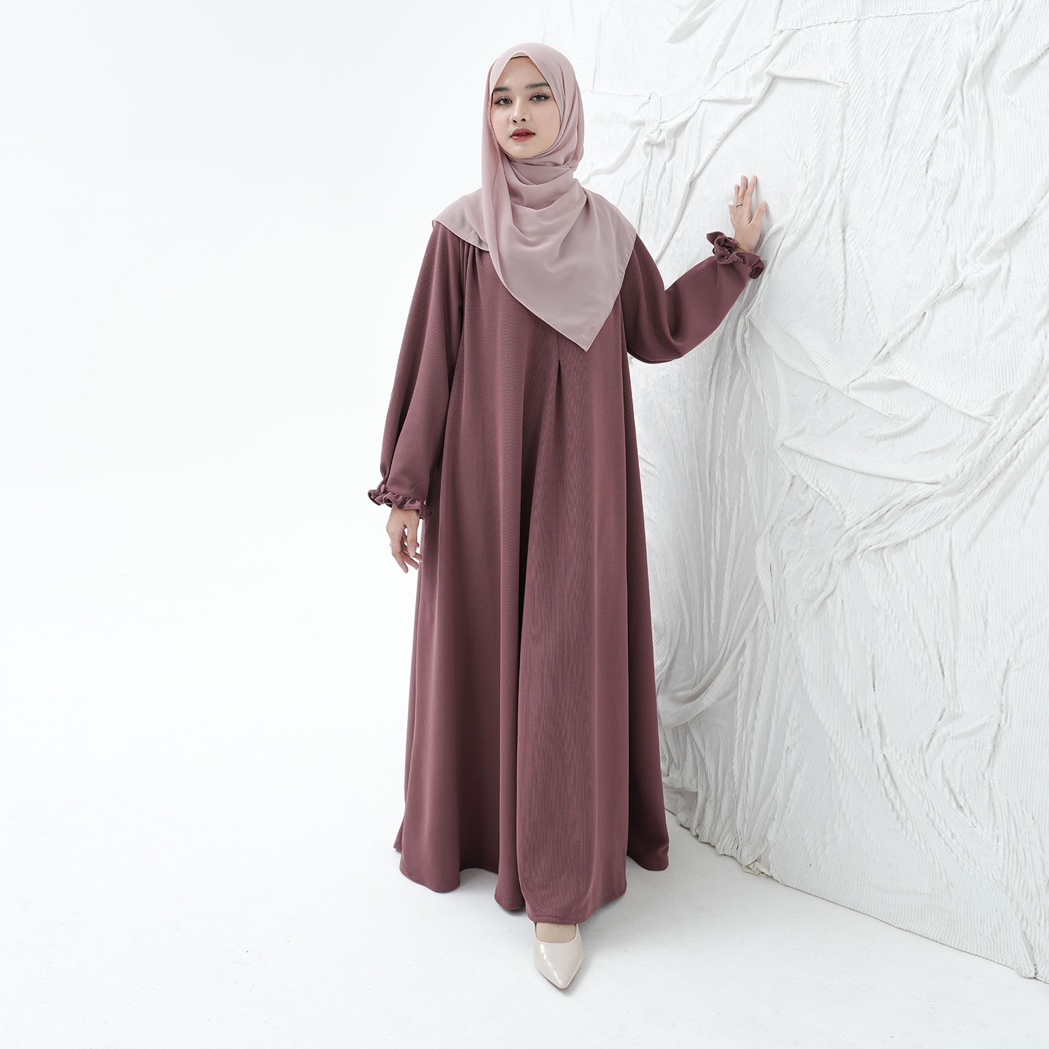 Zayra Hijab | Arum | Gamis Daily Syari Muslimah Knit Basic Wanita Kancing Tangan Busui Terbaru 2025