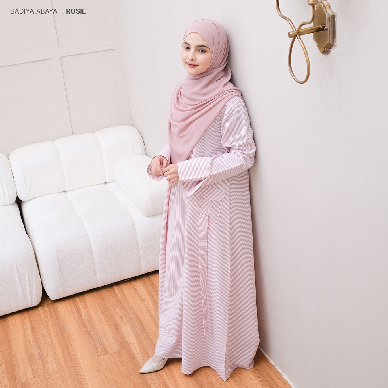 Zayra Hijab | Sadiya - Abaya Salur Dress Wanita Line Stripe Pastel Gamis Muslimah Garis Premium Jumbo