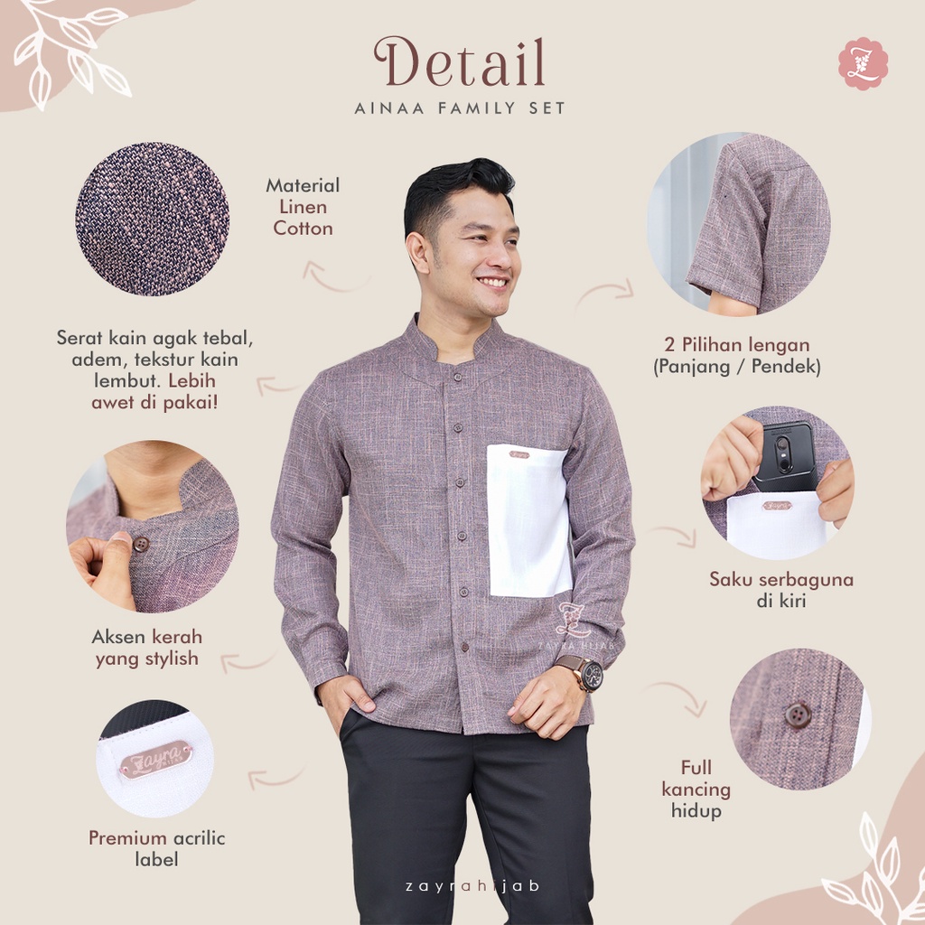 ZAYRA HIJAB | KOKO ANAK AINAA FAMILY SET | Koko Anak Laki - Laki Lengan Panjang 0-12 Tahun Terbaru 2025 Premium