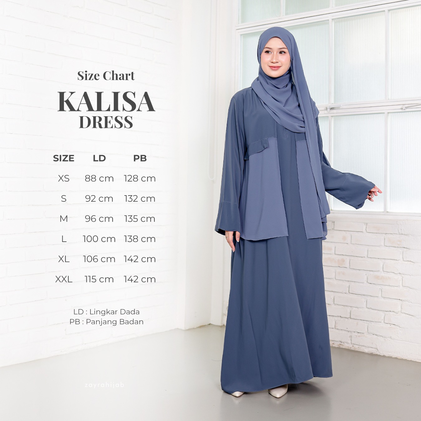 Zayra hijab | Kalisa - Gamis Wanita Dress Feminine Style Casual Smart Look Preppy UV Protection Premium