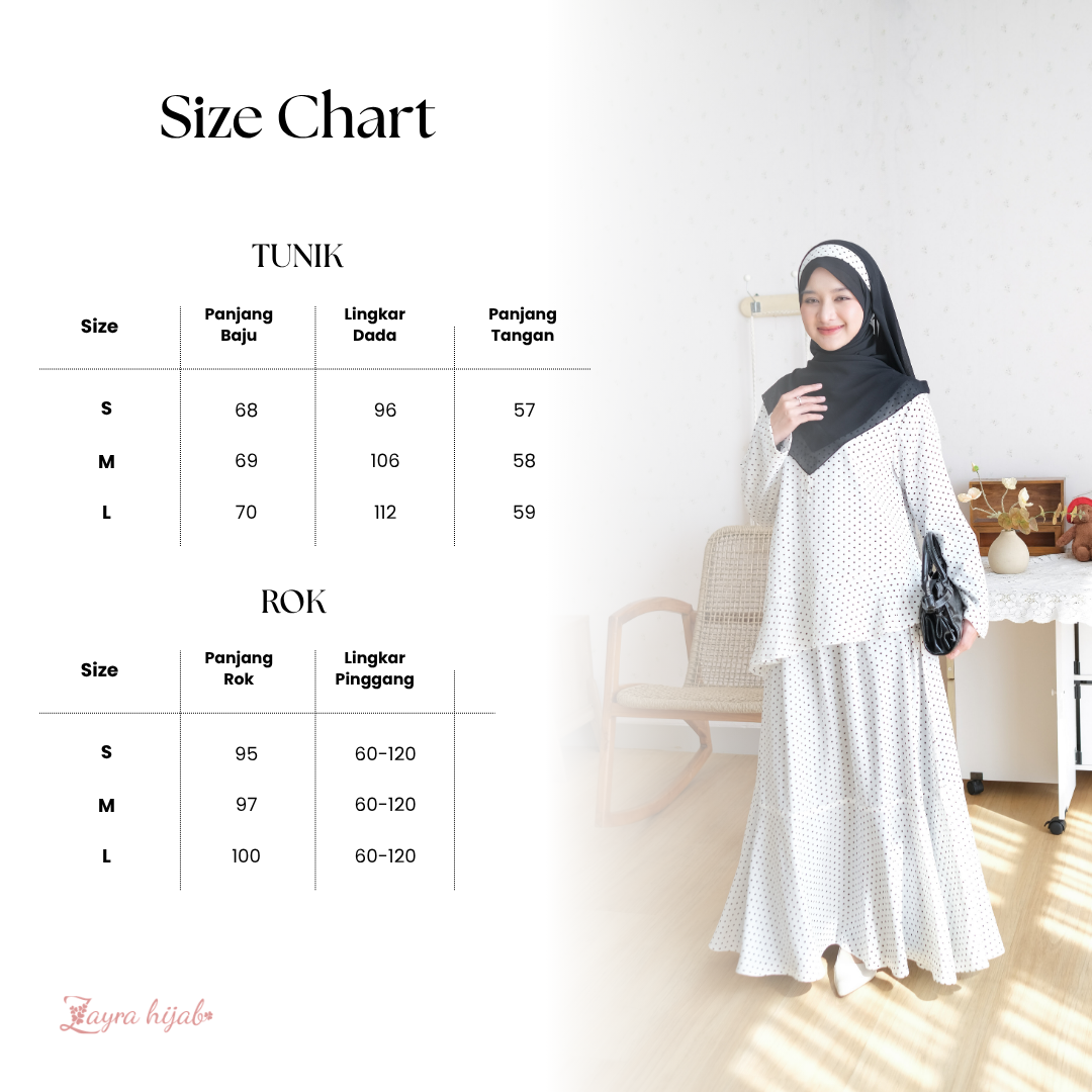 Zayra Hijab | Aruna - Setelan Wanita One Set Trumpet Skirt Blouse Ruffle Babydoll Polkadot Premium Terbaru Free Bando Polka