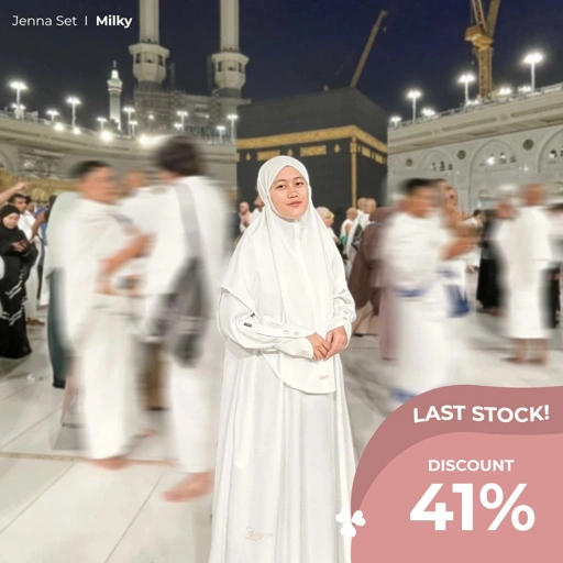 Image of ZAYRA HIJAB | JENNA SET | Dress Gamis Abaya Umroh dan Haji Wanita Premium Set Jilbab Hijab French Khimar Umroh Outfit Umroh Gift Gamis Putih