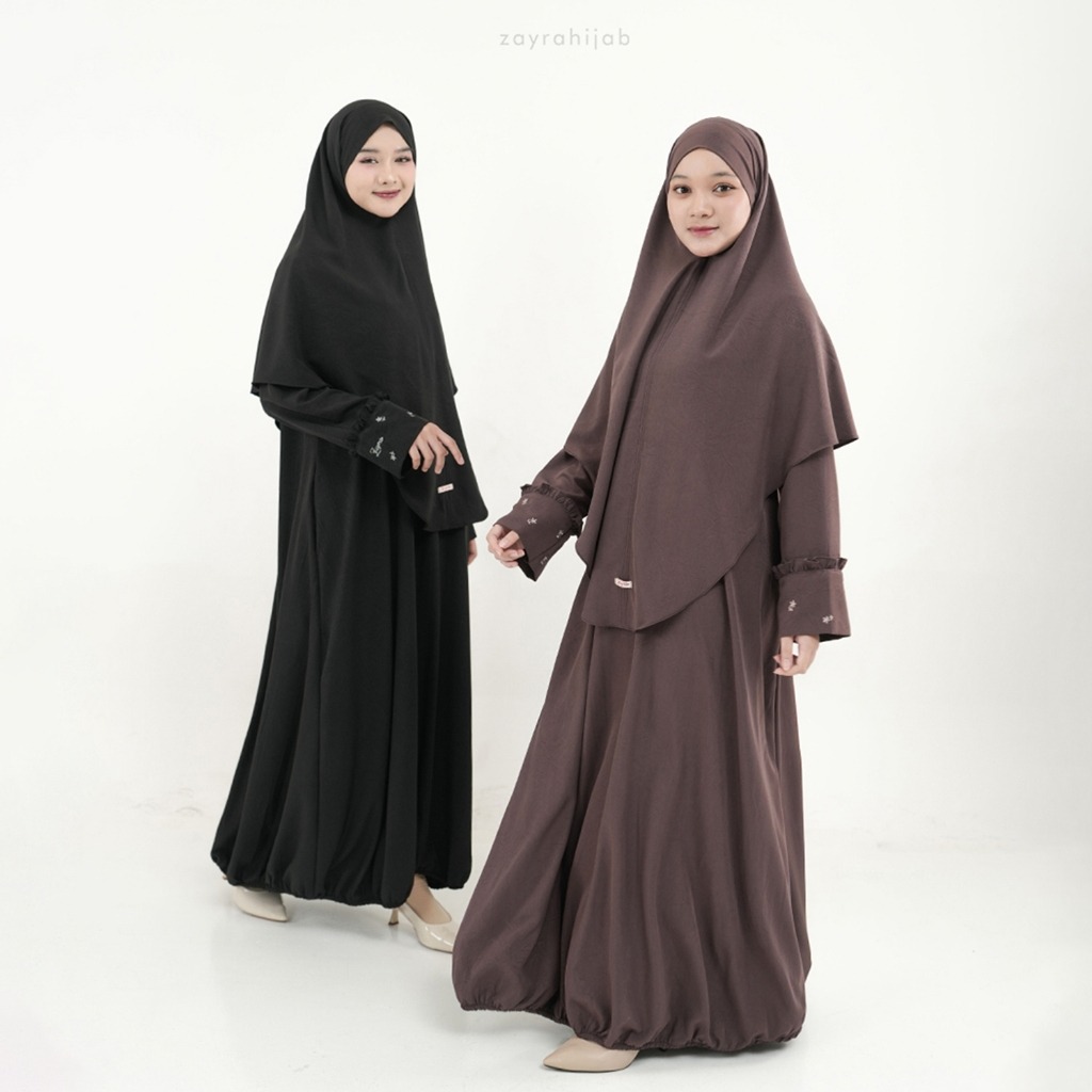 Zayra Hijab | Liora - Gamis Wanita Muslimah One Set Setelan Khiban Daily Abaya Umroh Bordir Premium