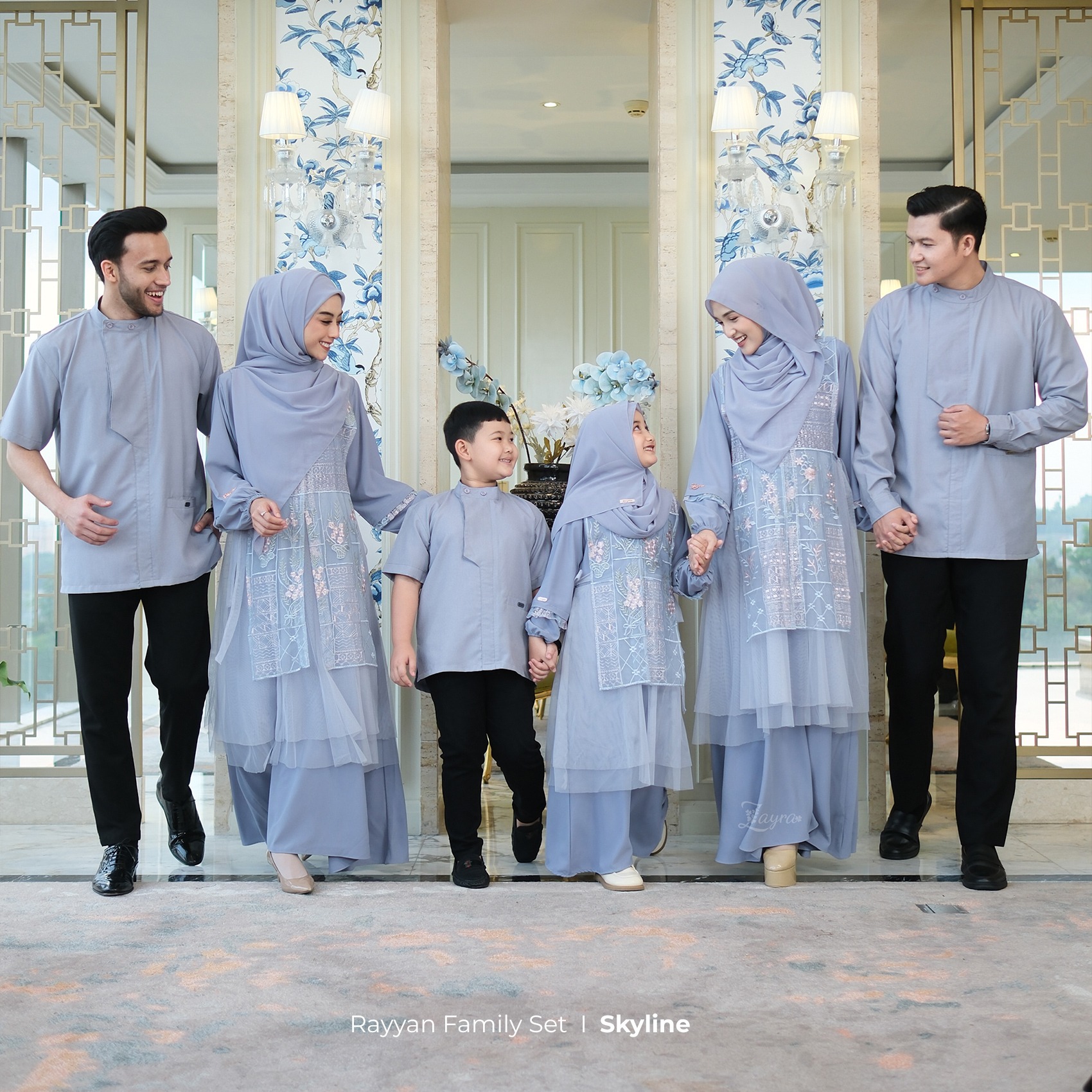Zayra Hijab | Rayyan Skyline - Gamis Dewasa Anak Wanita Brokat Lebaran Koko Pria Koko Anak Jumbo Elegan Premium Terbaru