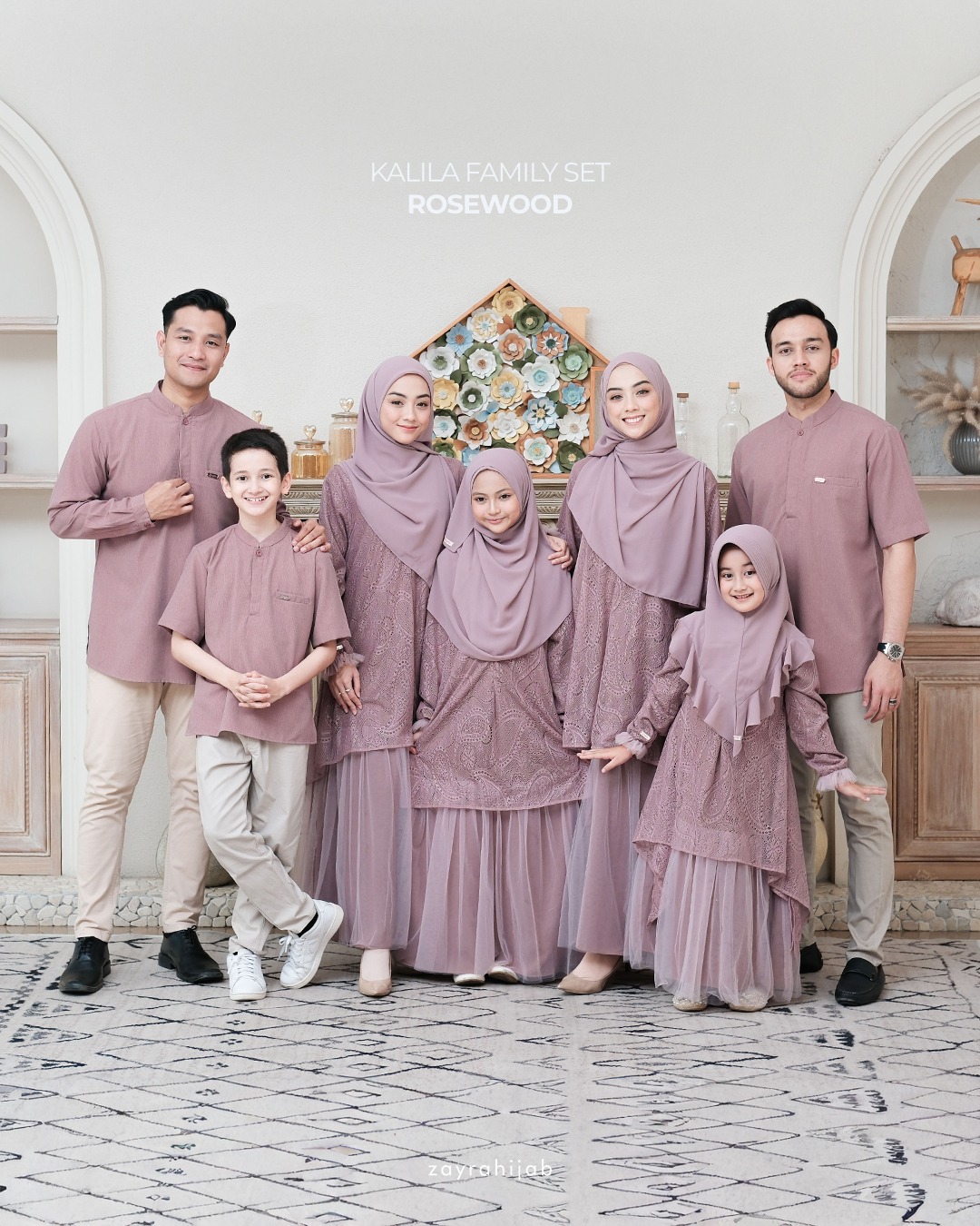 Zayra Hijab | Kalila Rosewood - Dress Gamis Wanita Brokat Kondangan Lebaran Jumbo Elegan Koko Anak Dewasa Panjang Pendek Family Set Sarimbit Premium Terbaru