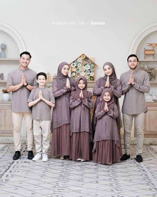 Image of Zayra Hijab | Kalila Sienna - Dress Gamis Wanita Brokat Kondangan Lebaran Jumbo Elegan Koko Anak Dewasa Panjang Pendek Family Set Sarimbit Premium Terbaru