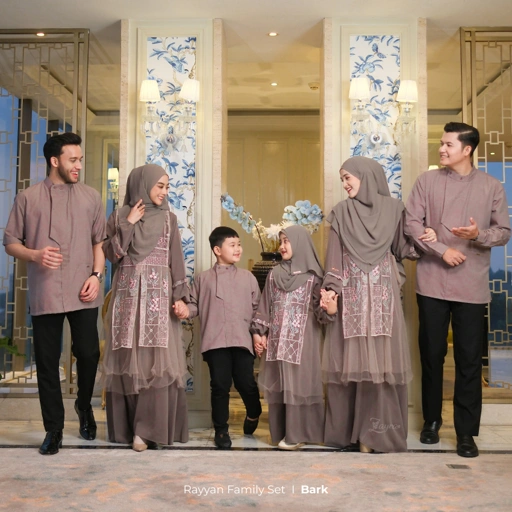 Image of Zayra Hijab | Rayyan Bark - Gamis Dewasa Anak Wanita Brokat Lebaran Koko Pria Koko Anak Jumbo Elegan Premium Terbaru