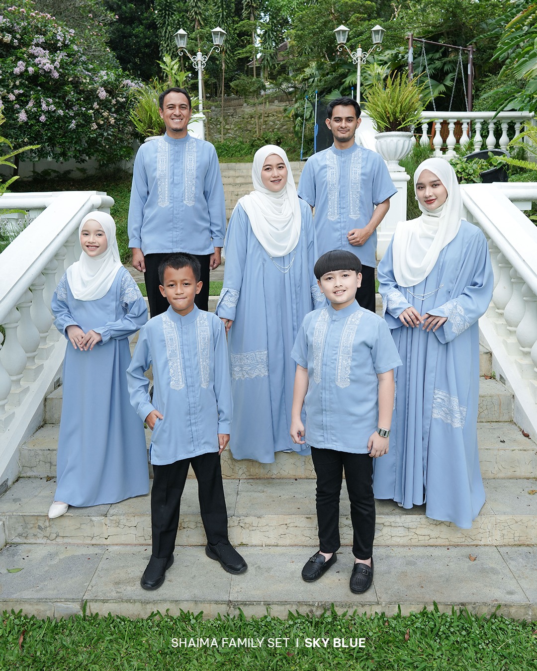 Zayra Hijab | Shaima Sky Blue - Gamis Dewasa Abaya Koko Pria Dewasa Anak Panjang Pendek Bordir Dress Sarimbit Jumbo Elegan Premium Terbaru Lebaran 2026