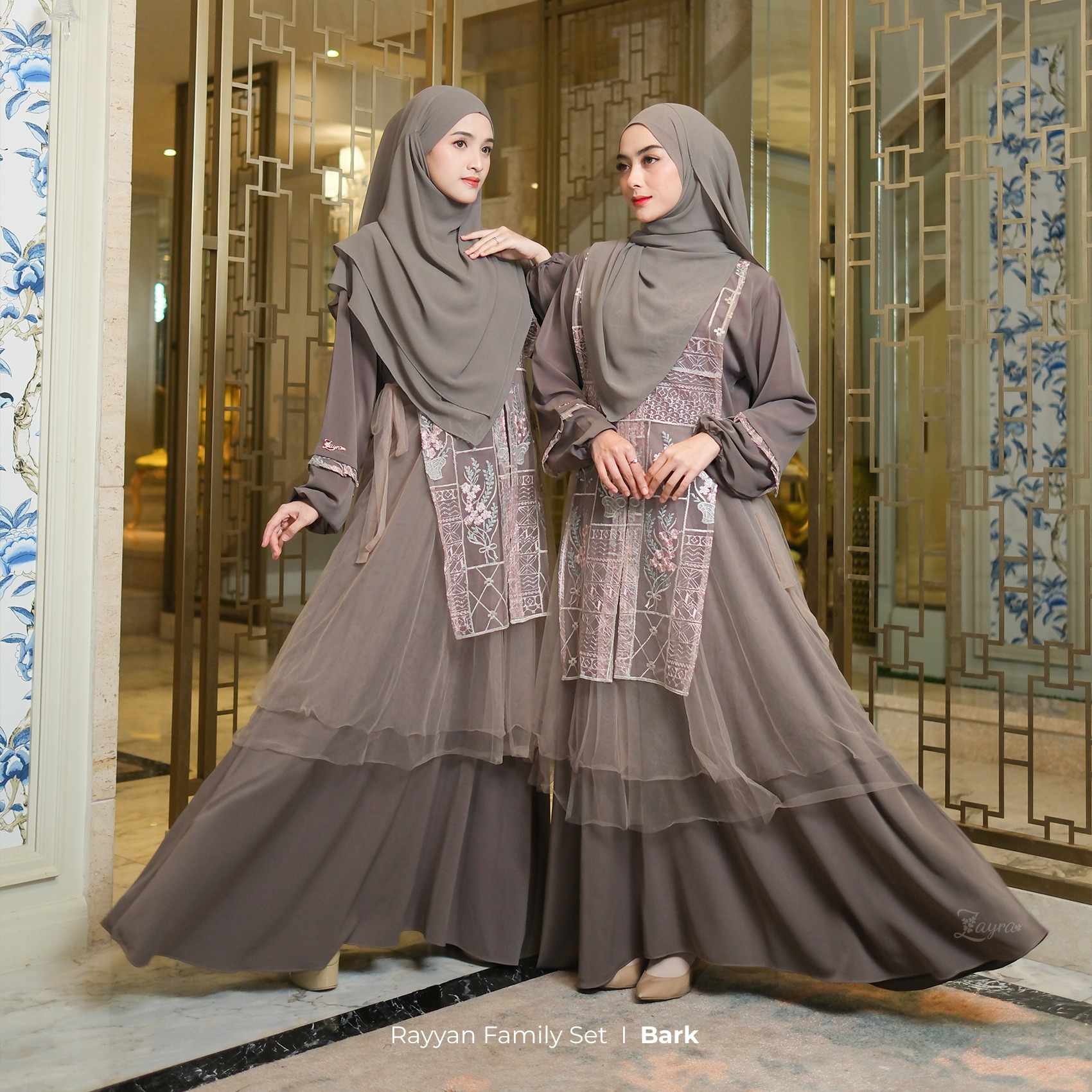 Zayra Hijab | Rayyan Bark - Gamis Dewasa Anak Wanita Brokat Lebaran Koko Pria Koko Anak Jumbo Elegan Premium Terbaru