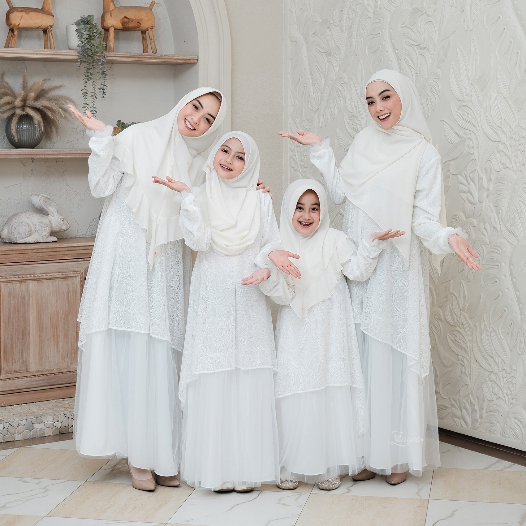 Zayra Hijab | Kalila Snow - Dress Gamis Wanita Brokat Kondangan Lebaran Jumbo Elegan Koko Anak Dewasa Panjang Pendek Family Set Sarimbit Premium Terbaru