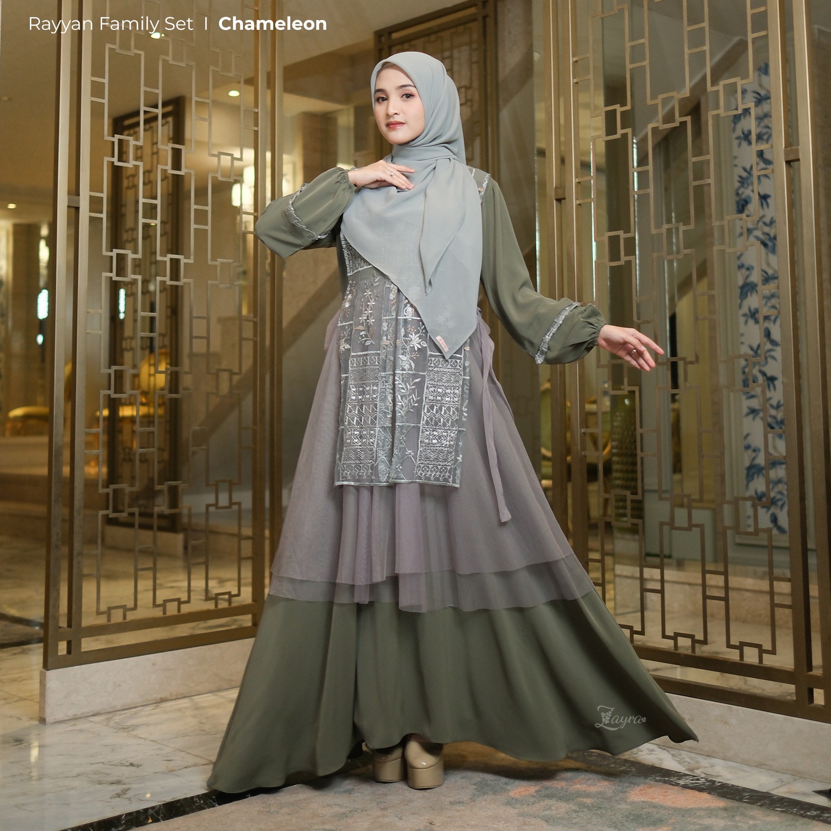 Zayra Hijab | Rayyan Chameleon - Gamis Dewasa Anak Wanita Brokat Lebaran Koko Pria Koko Anak Jumbo Elegan Premium Terbaru