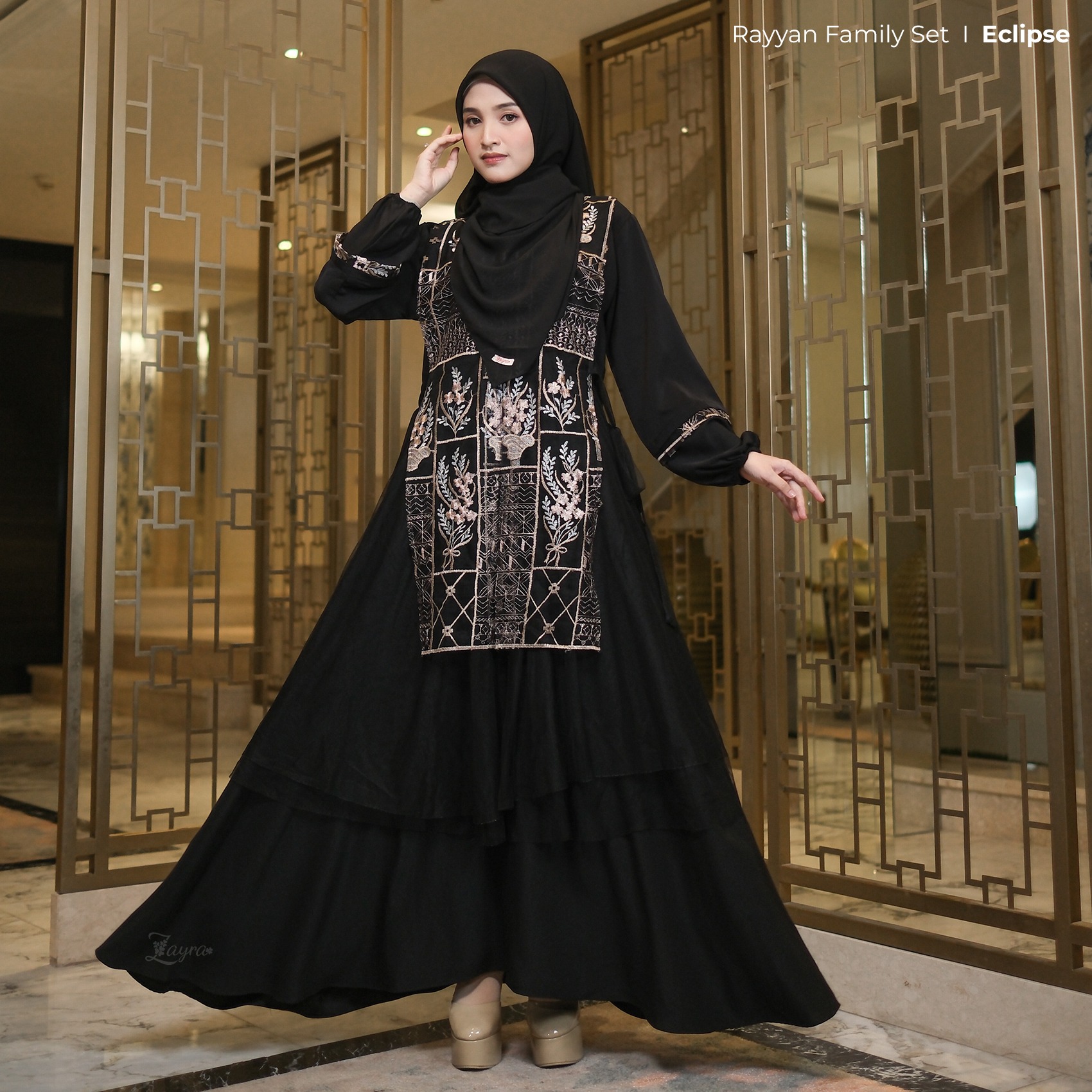 Zayra Hijab | Rayyan Eclipse - Gamis Anak Perempuan 0-12Tahun Brokat Tile Elegan Premium Terbaru 2025