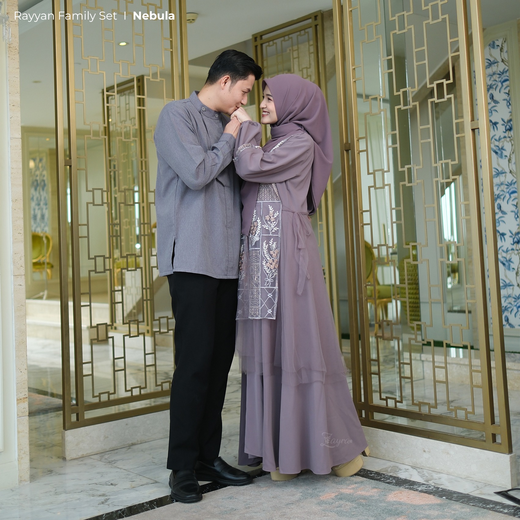 Zayra Hijab | Rayyan Nebula - Gamis Dewasa Anak Wanita Brokat Lebaran Koko Pria Koko Anak Jumbo Elegan Premium Terbaru