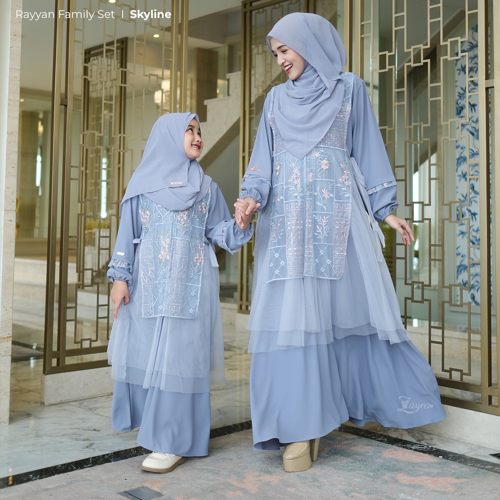 Zayra Hijab | Rayyan Skyline - Gamis Dewasa Anak Wanita Brokat Lebaran Koko Pria Koko Anak Jumbo Elegan Premium Terbaru