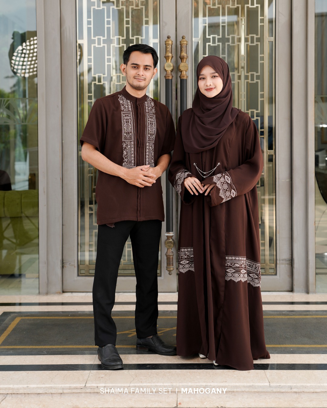 Zayra Hijab | Shaima Mahogany - Gamis Dewasa Abaya Koko Pria Dewasa Anak Panjang Pendek Bordir Dress Sarimbit Jumbo Elegan Premium Terbaru Lebaran 2026