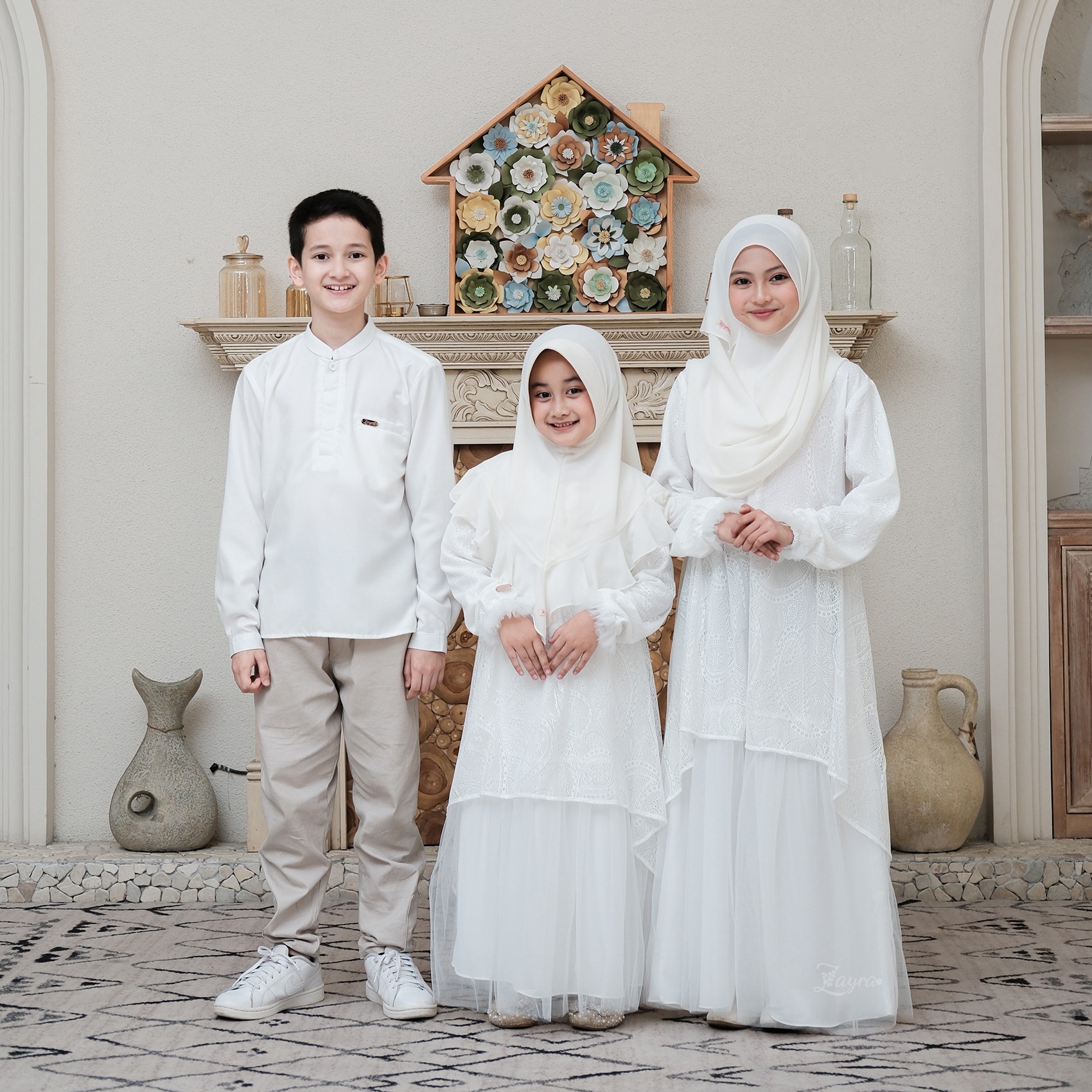 Zayra Hijab | Kalila Snow - Dress Gamis Wanita Brokat Kondangan Lebaran Jumbo Elegan Koko Anak Dewasa Panjang Pendek Family Set Sarimbit Premium Terbaru