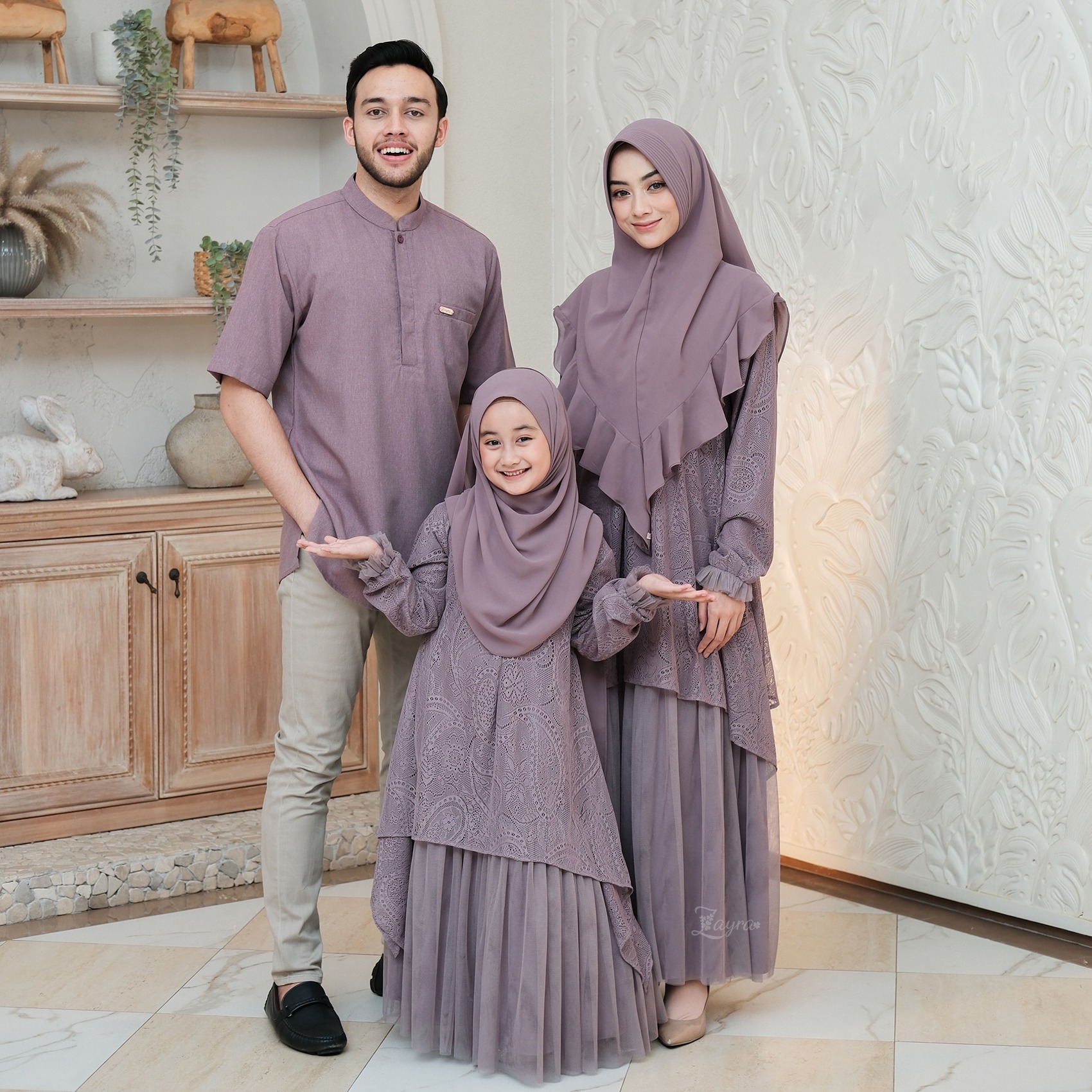 Zayra Hijab | Kalila Sugarplum - Dress Gamis Wanita Brokat Kondangan Lebaran Jumbo Elegan Koko Anak Dewasa Panjang Pendek Family Set Sarimbit Premium Terbaru