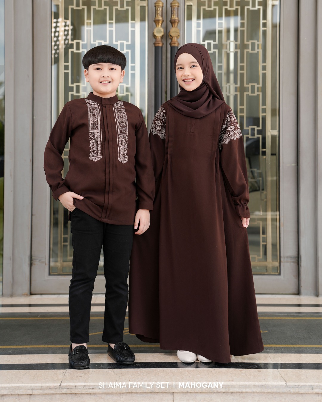 Zayra Hijab | Shaima Mahogany - Gamis Dewasa Abaya Koko Pria Dewasa Anak Panjang Pendek Bordir Dress Sarimbit Jumbo Elegan Premium Terbaru Lebaran 2026
