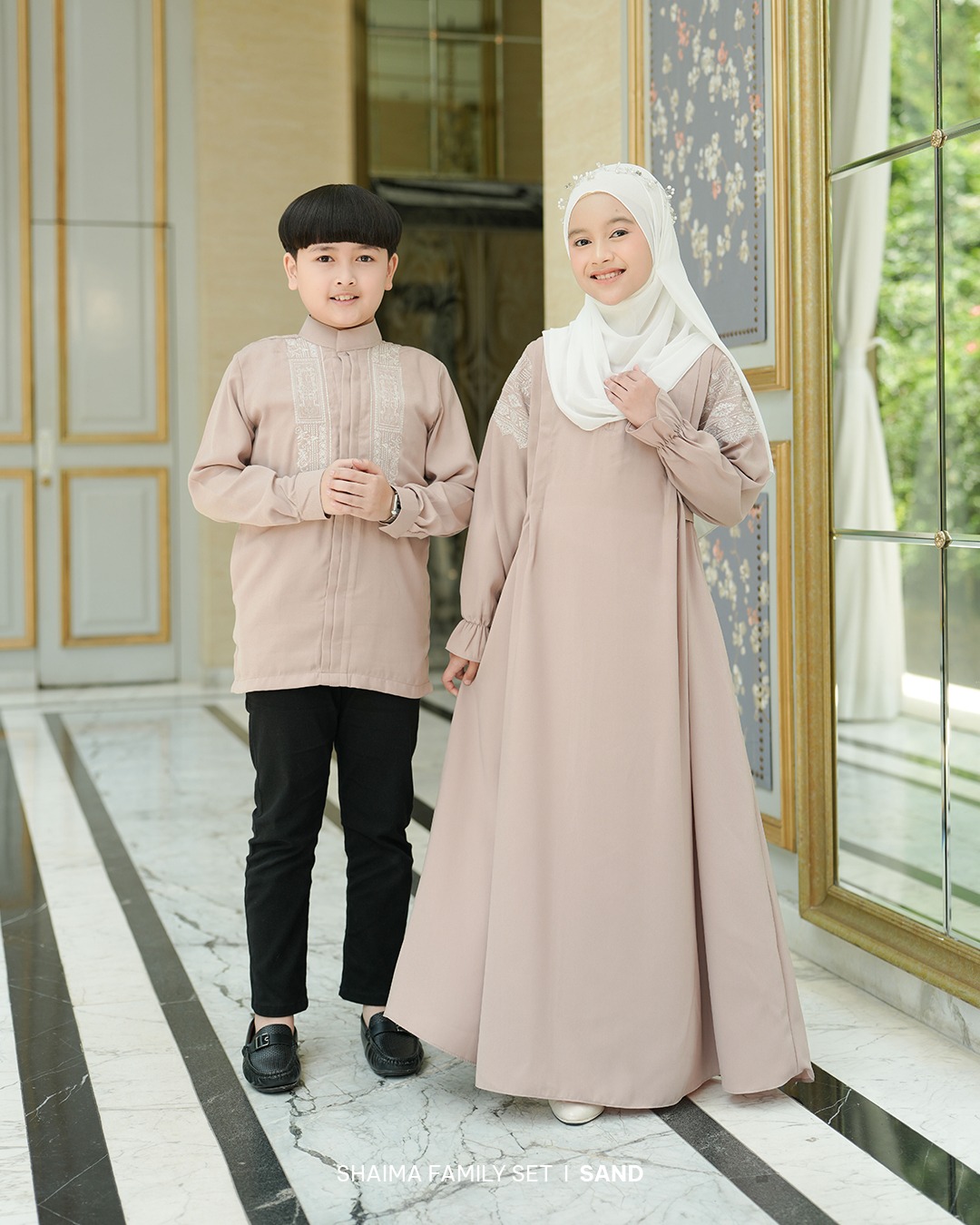 Zayra Hijab | Shaima Sand - Gamis Dewasa Abaya Koko Pria Dewasa Anak Panjang Pendek Bordir Dress Sarimbit Jumbo Elegan Premium Terbaru Lebaran 2026