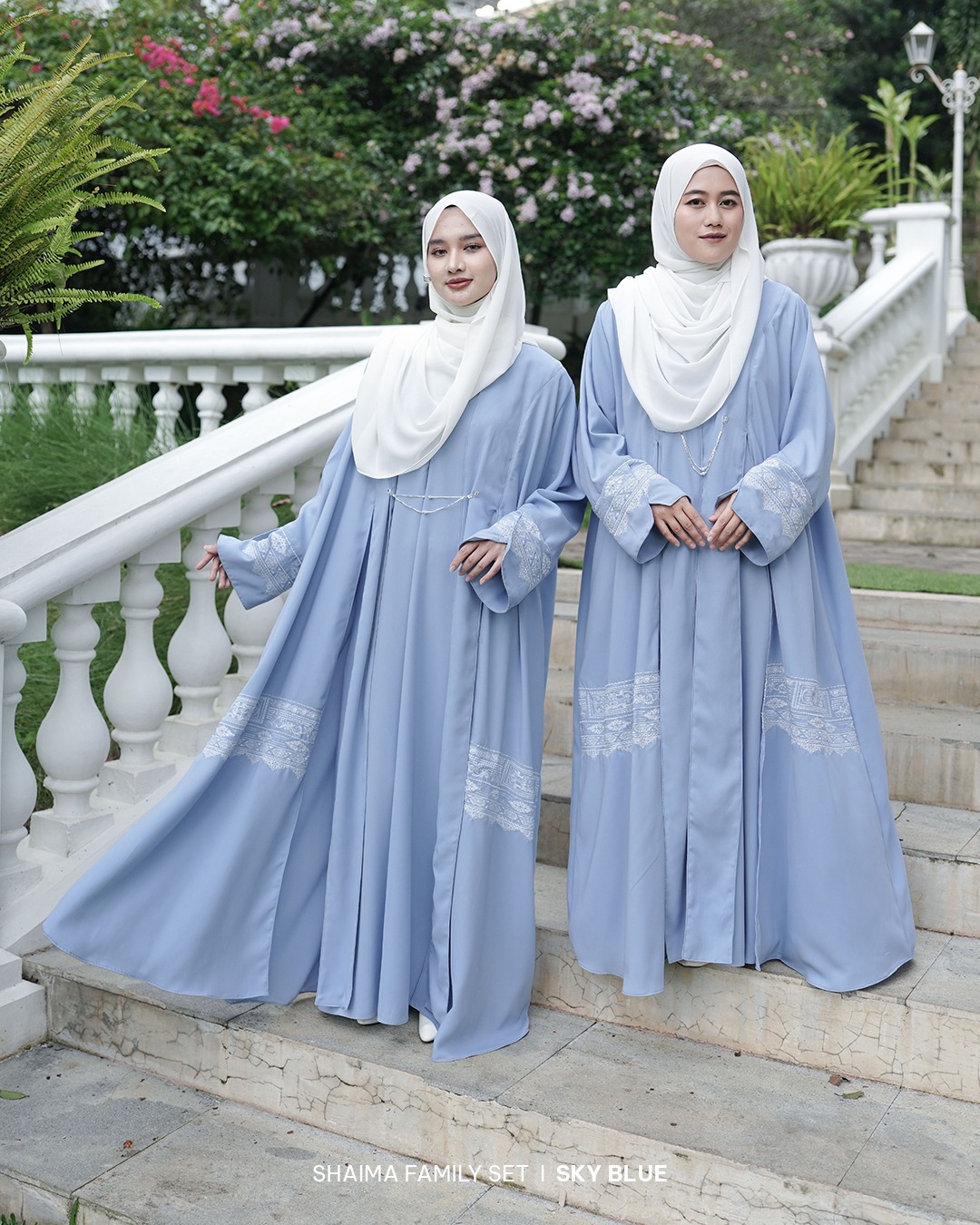 Zayra Hijab | Shaima Sky Blue - Gamis Dewasa Abaya Koko Pria Dewasa Anak Panjang Pendek Bordir Dress Sarimbit Jumbo Elegan Premium Terbaru Lebaran 2026