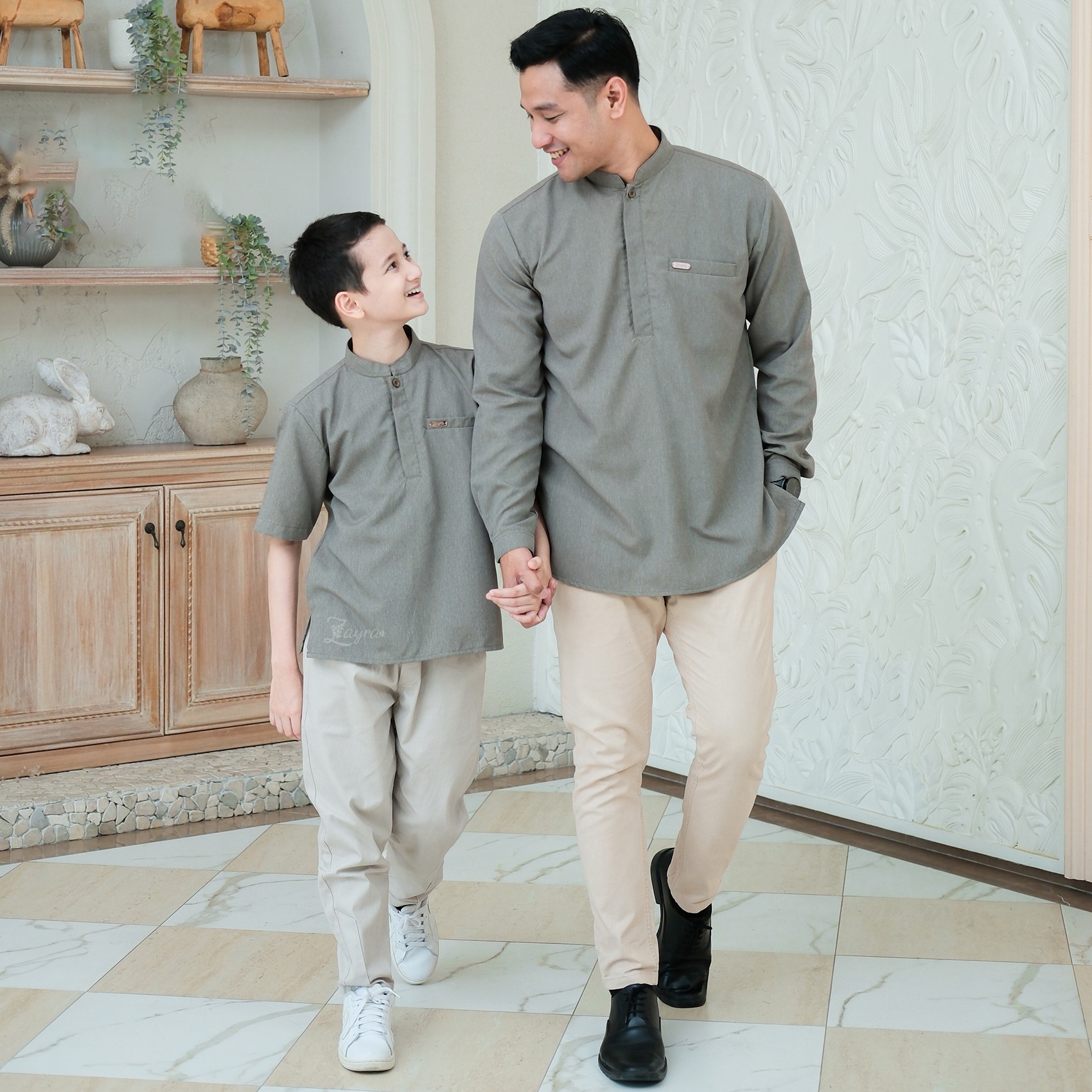 Zayra Hijab | Kalila Sage - Dress Gamis Wanita Brokat Kondangan Lebaran Jumbo Elegan Koko Anak Dewasa Panjang Pendek Family Set Sarimbit Premium Terbaru