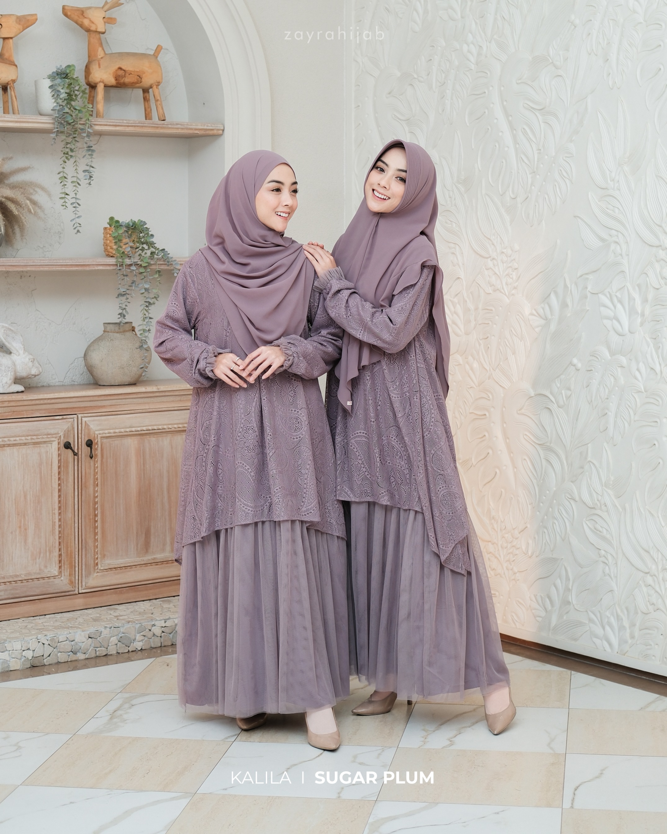 Zayra Hijab | Kalila Sugarplum - Dress Gamis Wanita Brokat Kondangan Lebaran Jumbo Elegan Koko Anak Dewasa Panjang Pendek Family Set Sarimbit Premium Terbaru