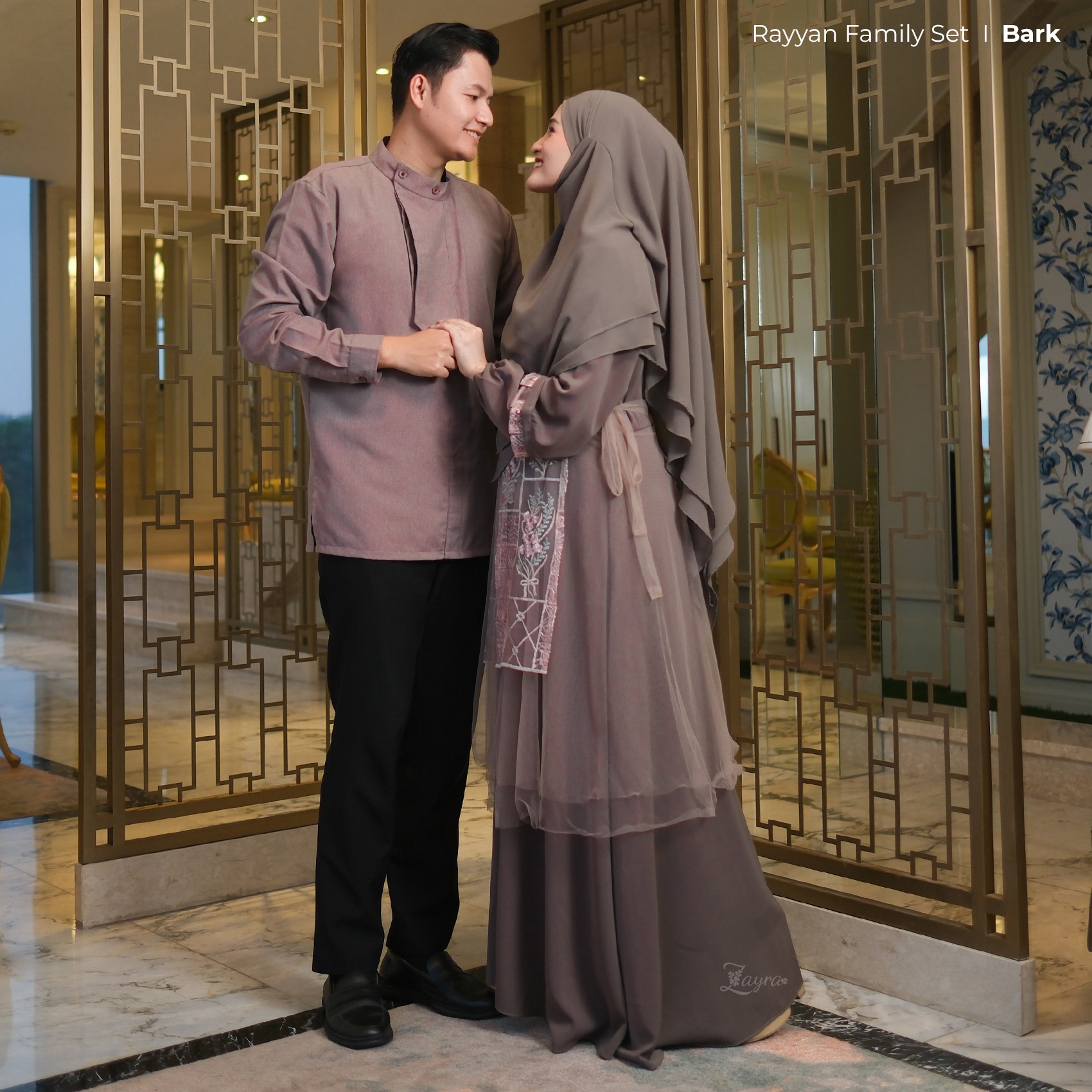Zayra Hijab | Rayyan Bark - Gamis Dewasa Anak Wanita Brokat Lebaran Koko Pria Koko Anak Jumbo Elegan Premium Terbaru