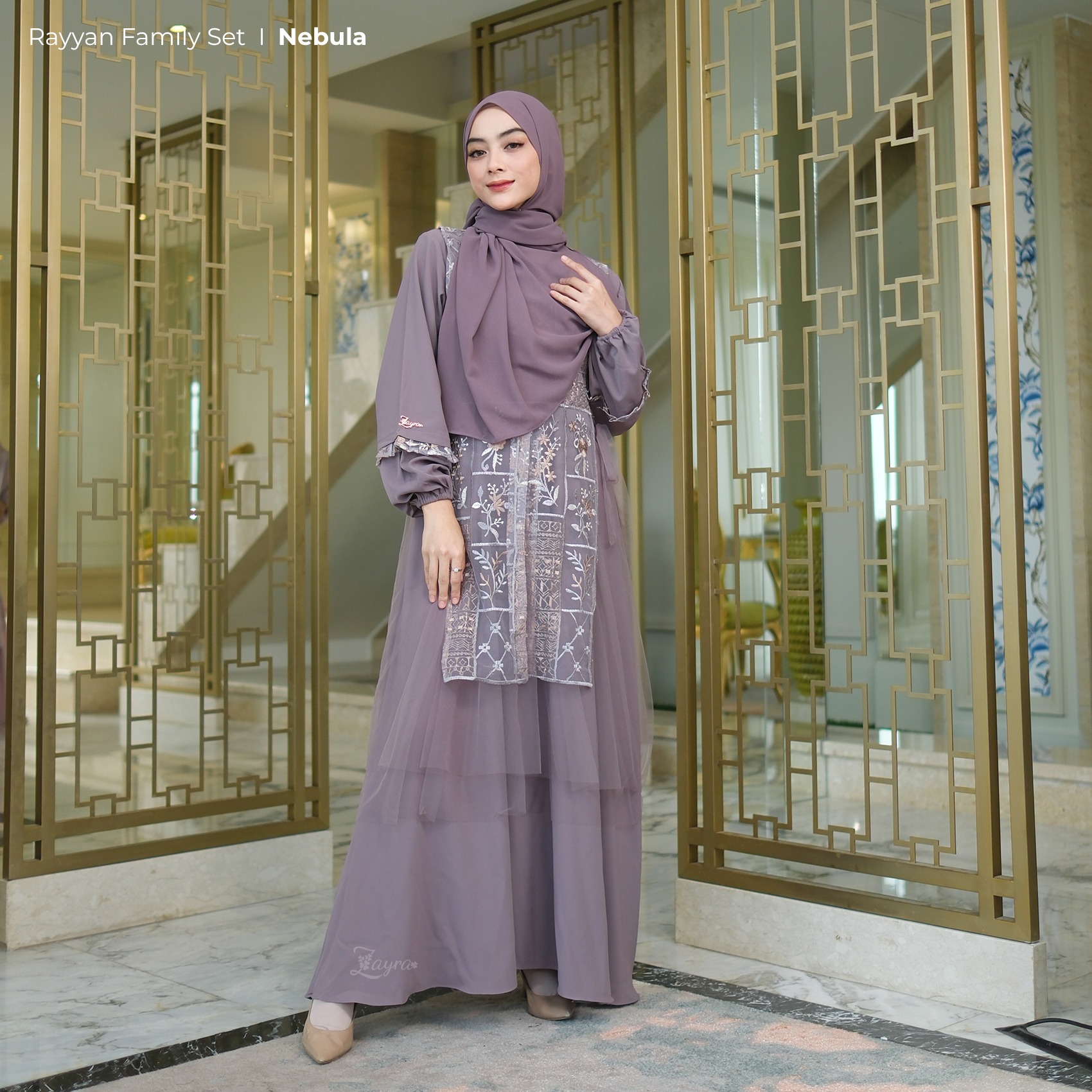 Zayra Hijab | Rayyan Nebula - Gamis Dewasa Anak Wanita Brokat Lebaran Koko Pria Koko Anak Jumbo Elegan Premium Terbaru