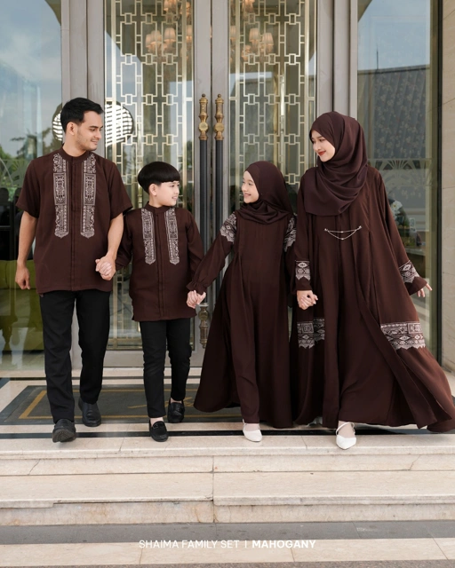 Image of Zayra Hijab | Shaima Mahogany - Gamis Dewasa Abaya Koko Pria Dewasa Anak Panjang Pendek Bordir Dress Sarimbit Jumbo Elegan Premium Terbaru Lebaran 2026