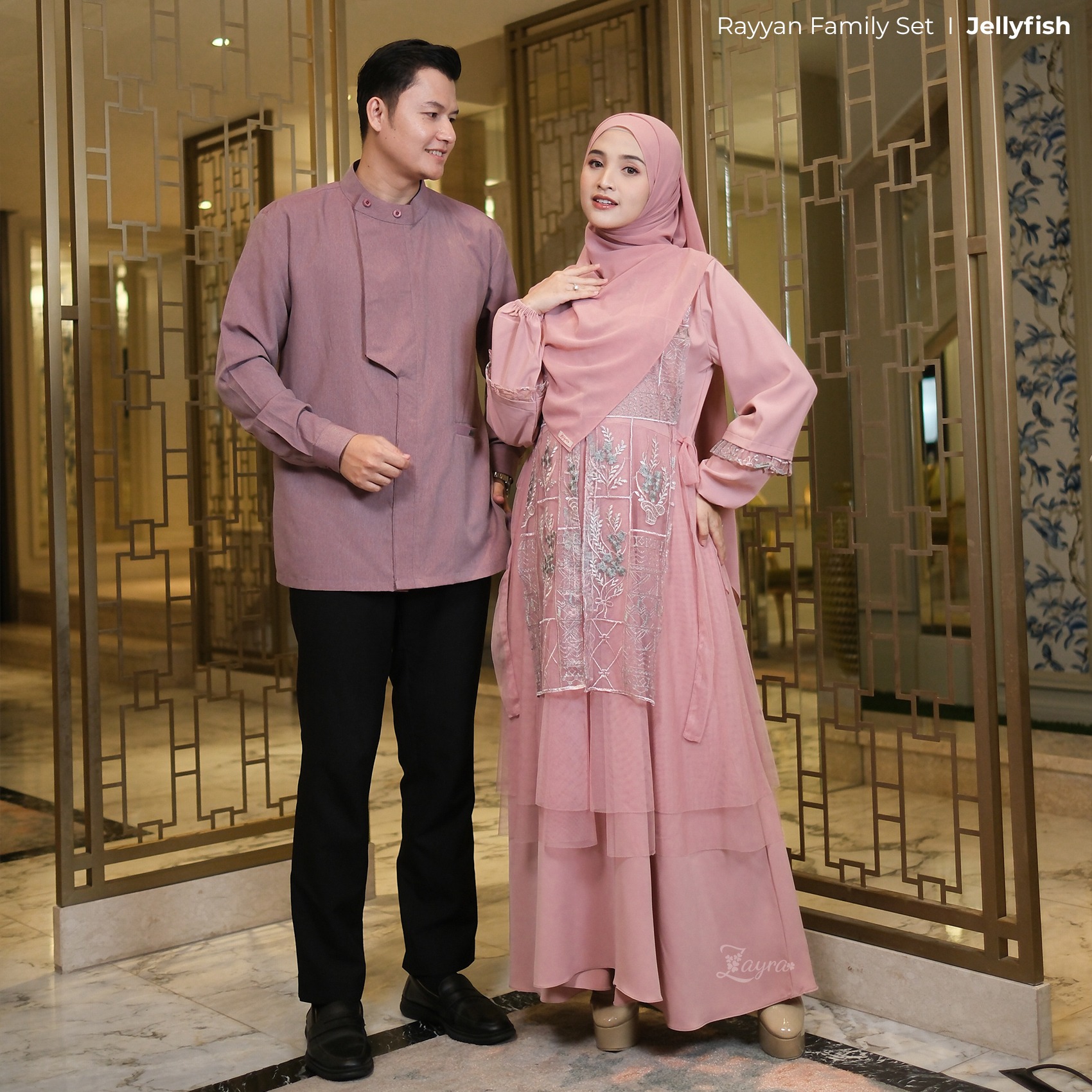 Zayra Hijab | Rayyan Jellyfish - Gamis Dewasa Anak Wanita Brokat Lebaran Koko Pria Koko Anak Jumbo Elegan Premium Terbaru