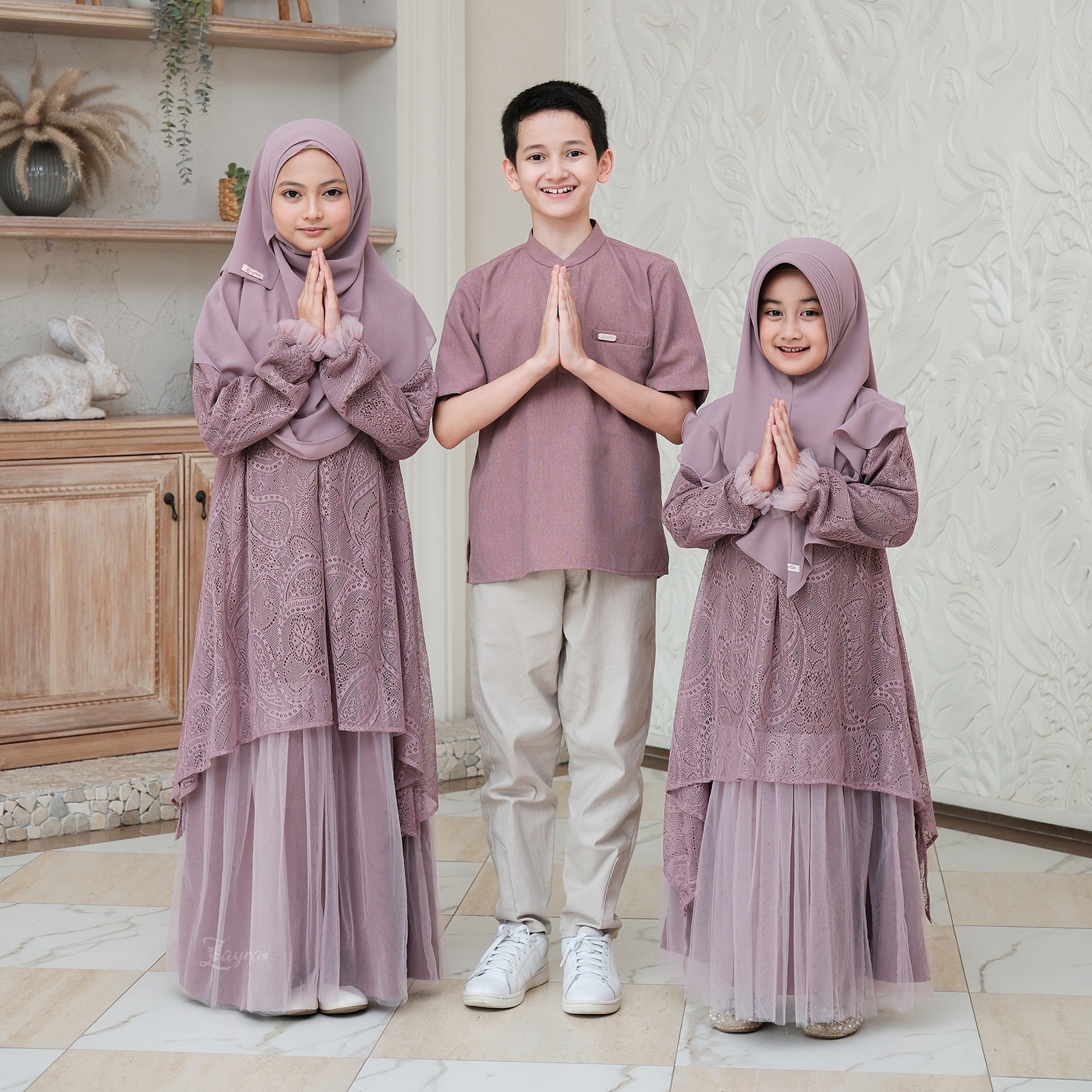 Zayra Hijab | Kalila Rosewood - Dress Gamis Wanita Brokat Kondangan Lebaran Jumbo Elegan Koko Anak Dewasa Panjang Pendek Family Set Sarimbit Premium Terbaru