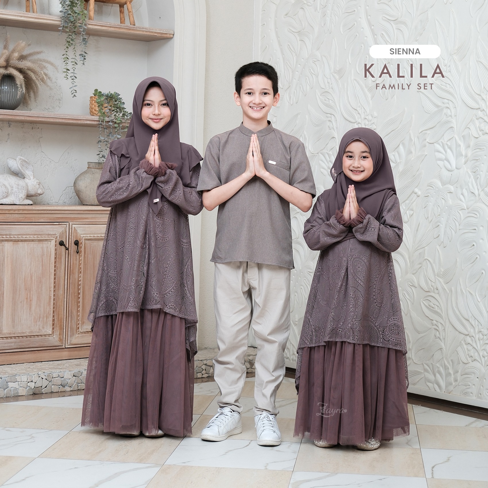 Zayra Hijab | Kalila Sienna - Dress Gamis Wanita Brokat Kondangan Lebaran Jumbo Elegan Koko Anak Dewasa Panjang Pendek Family Set Sarimbit Premium Terbaru
