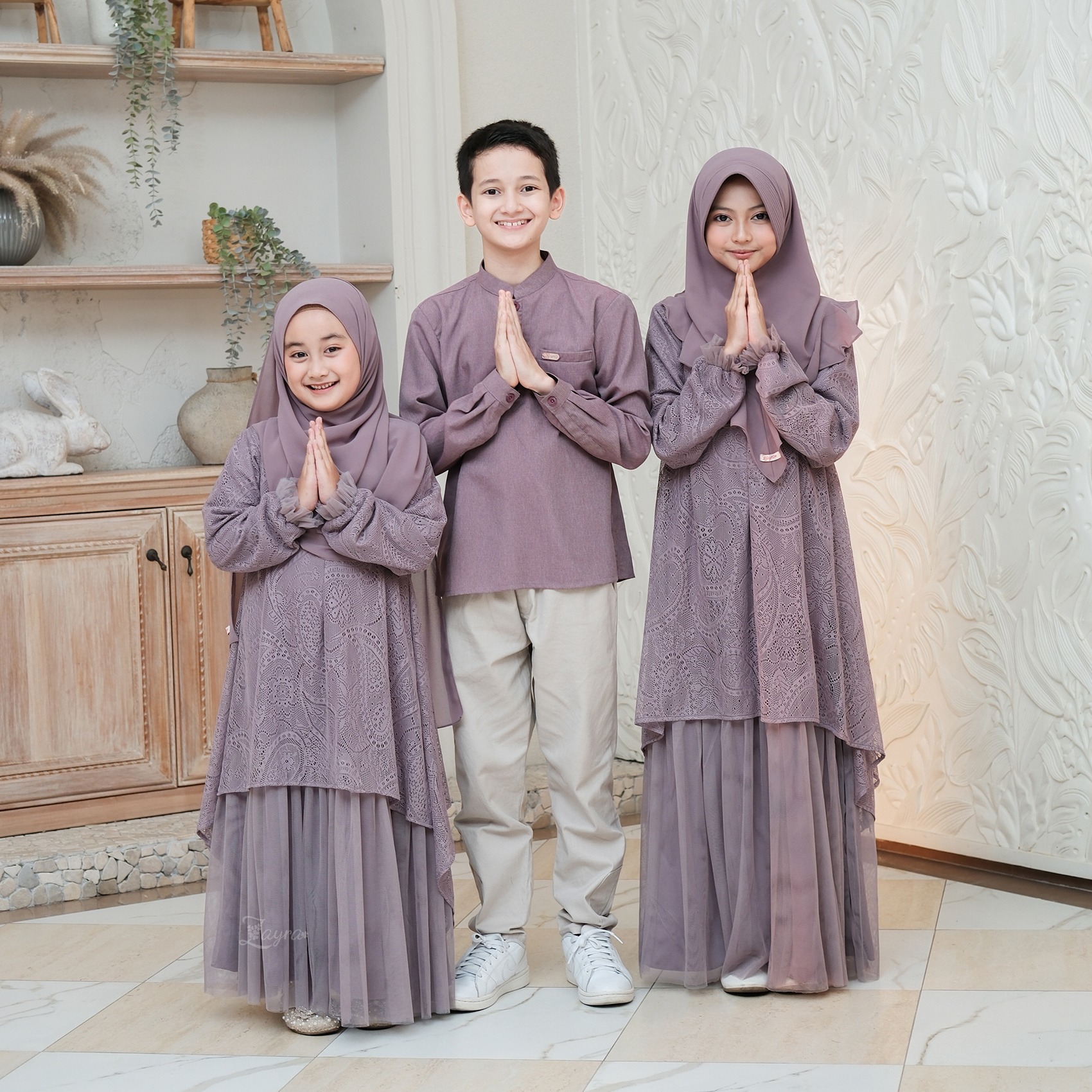 Zayra Hijab | Kalila Sugarplum - Dress Gamis Wanita Brokat Kondangan Lebaran Jumbo Elegan Koko Anak Dewasa Panjang Pendek Family Set Sarimbit Premium Terbaru