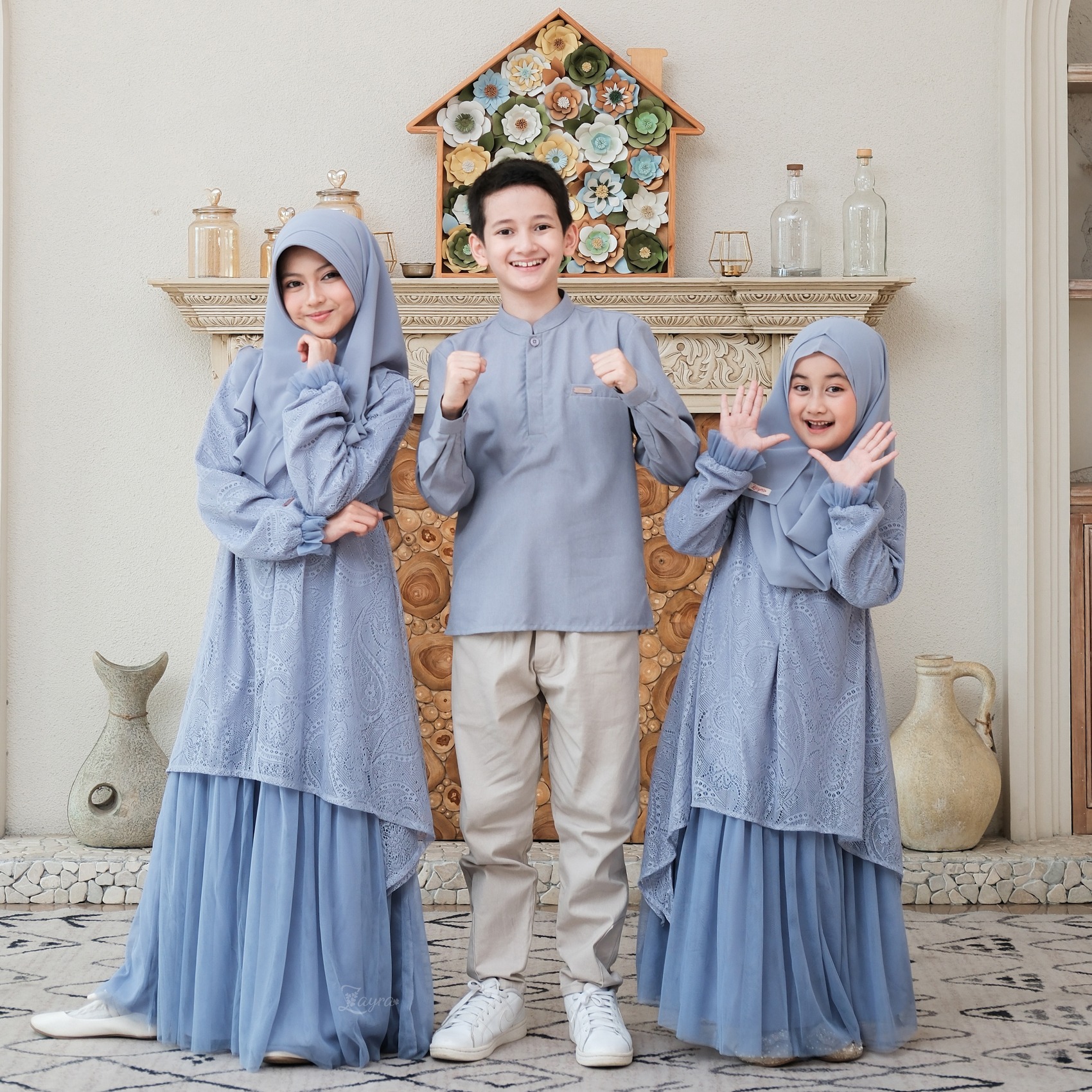 Zayra Hijab | Kalila Peacefull - Dress Gamis Wanita Brokat Kondangan Lebaran Jumbo Elegan Koko Anak Dewasa Panjang Pendek Family Set Sarimbit Premium Terbaru