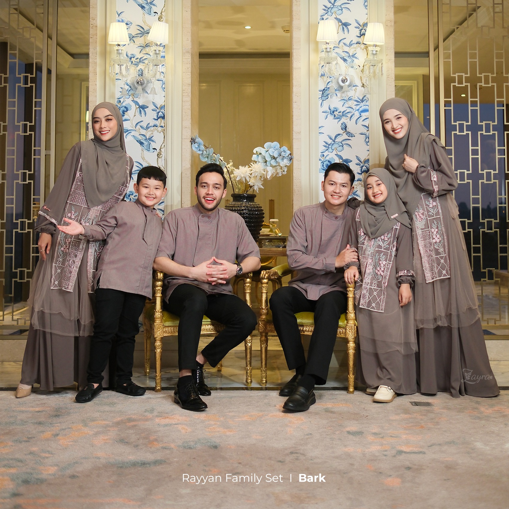 Zayra Hijab | Rayyan Bark - Gamis Dewasa Anak Wanita Brokat Lebaran Koko Pria Koko Anak Jumbo Elegan Premium Terbaru