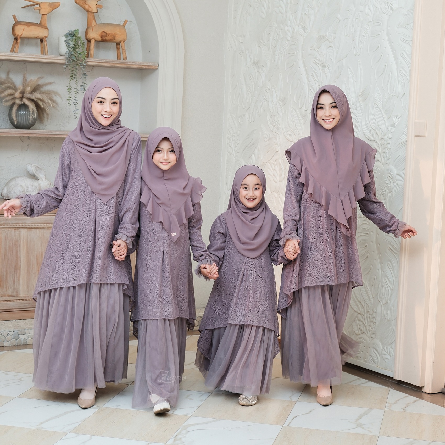 Zayra Hijab | Kalila Sugarplum - Dress Gamis Wanita Brokat Kondangan Lebaran Jumbo Elegan Koko Anak Dewasa Panjang Pendek Family Set Sarimbit Premium Terbaru