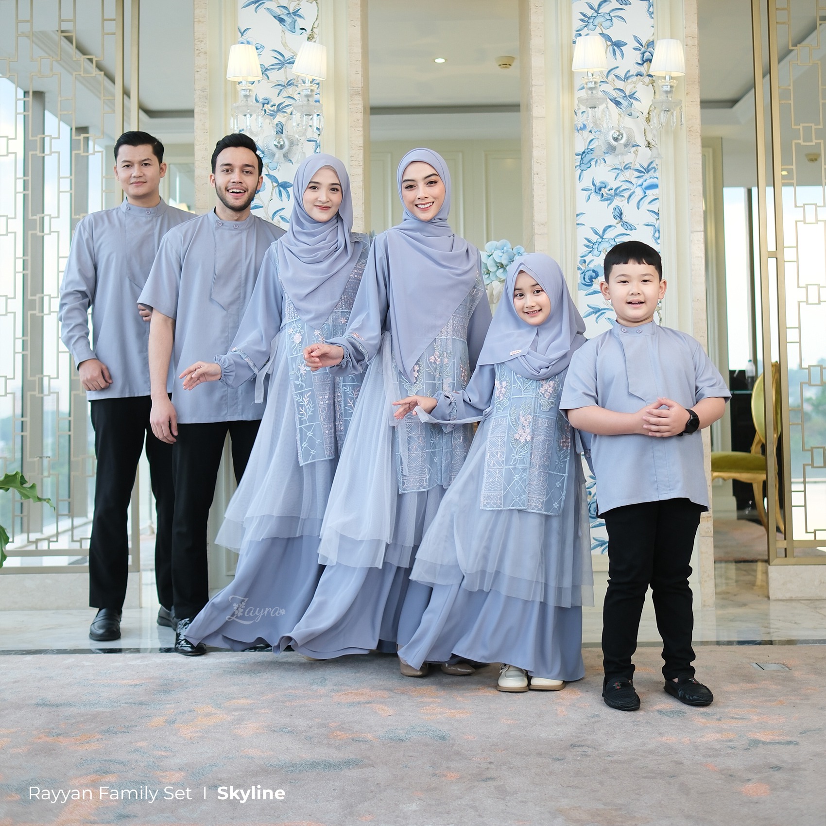 Zayra Hijab | Rayyan Skyline - Gamis Dewasa Anak Wanita Brokat Lebaran Koko Pria Koko Anak Jumbo Elegan Premium Terbaru