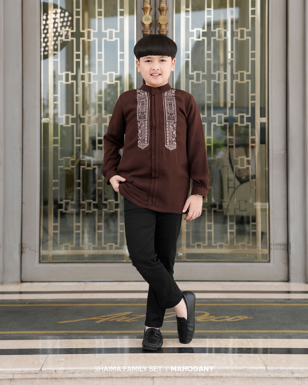 Zayra Hijab | Shaima Mahogany - Gamis Dewasa Abaya Koko Pria Dewasa Anak Panjang Pendek Bordir Dress Sarimbit Jumbo Elegan Premium Terbaru Lebaran 2026