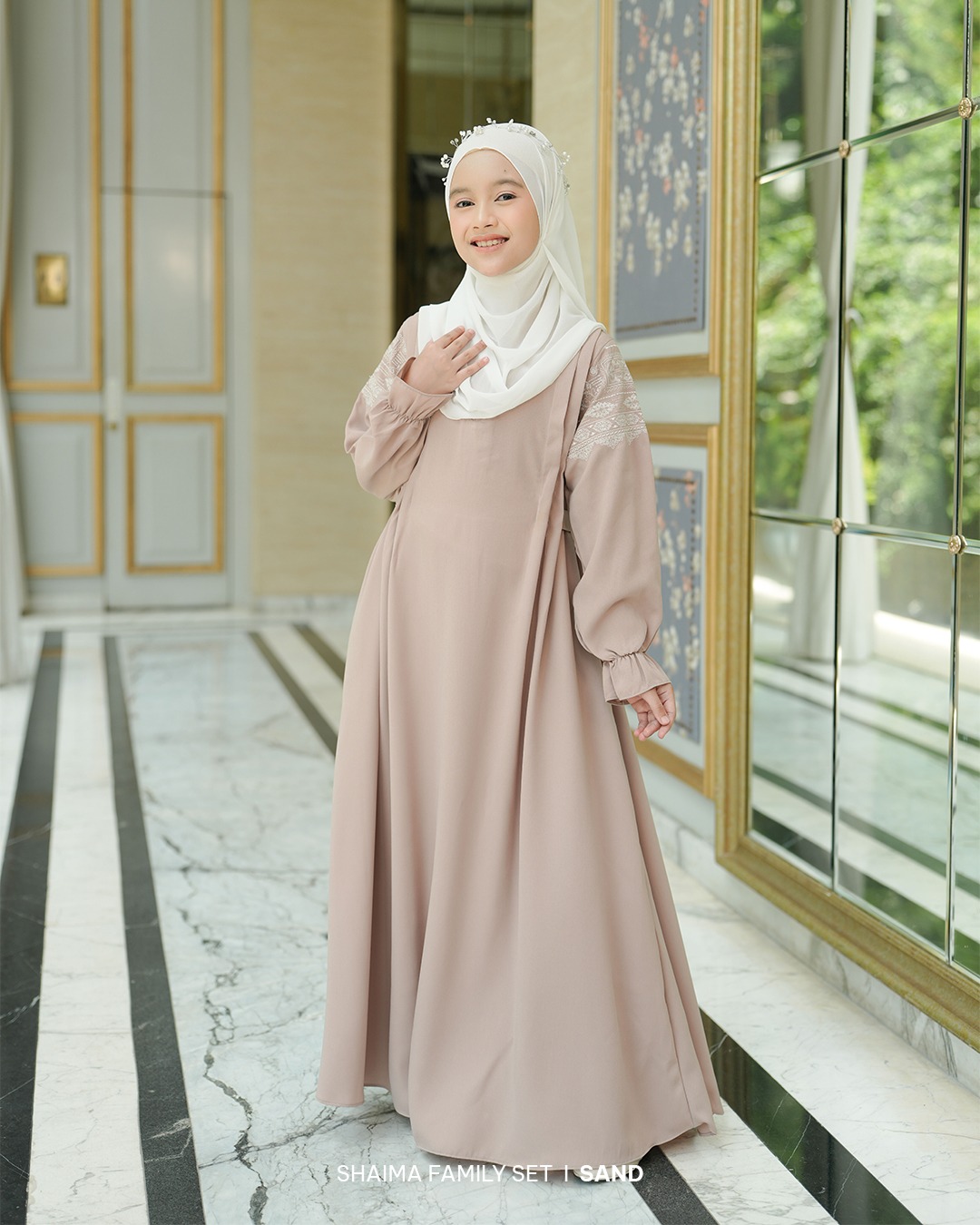 Zayra Hijab | Shaima Sand - Gamis Dewasa Abaya Koko Pria Dewasa Anak Panjang Pendek Bordir Dress Sarimbit Jumbo Elegan Premium Terbaru Lebaran 2026