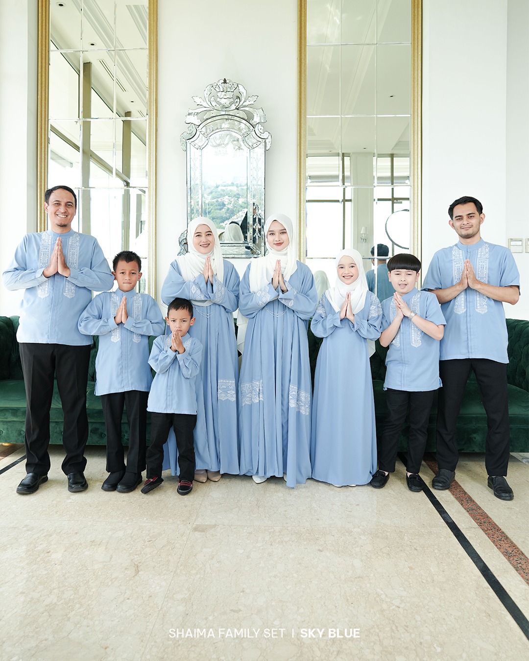 Zayra Hijab | Shaima Sky Blue - Gamis Dewasa Abaya Koko Pria Dewasa Anak Panjang Pendek Bordir Dress Sarimbit Jumbo Elegan Premium Terbaru Lebaran 2026