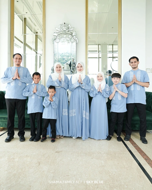Image of Zayra Hijab | Shaima Sky Blue - Gamis Dewasa Abaya Koko Pria Dewasa Anak Panjang Pendek Bordir Dress Sarimbit Jumbo Elegan Premium Terbaru Lebaran 2026